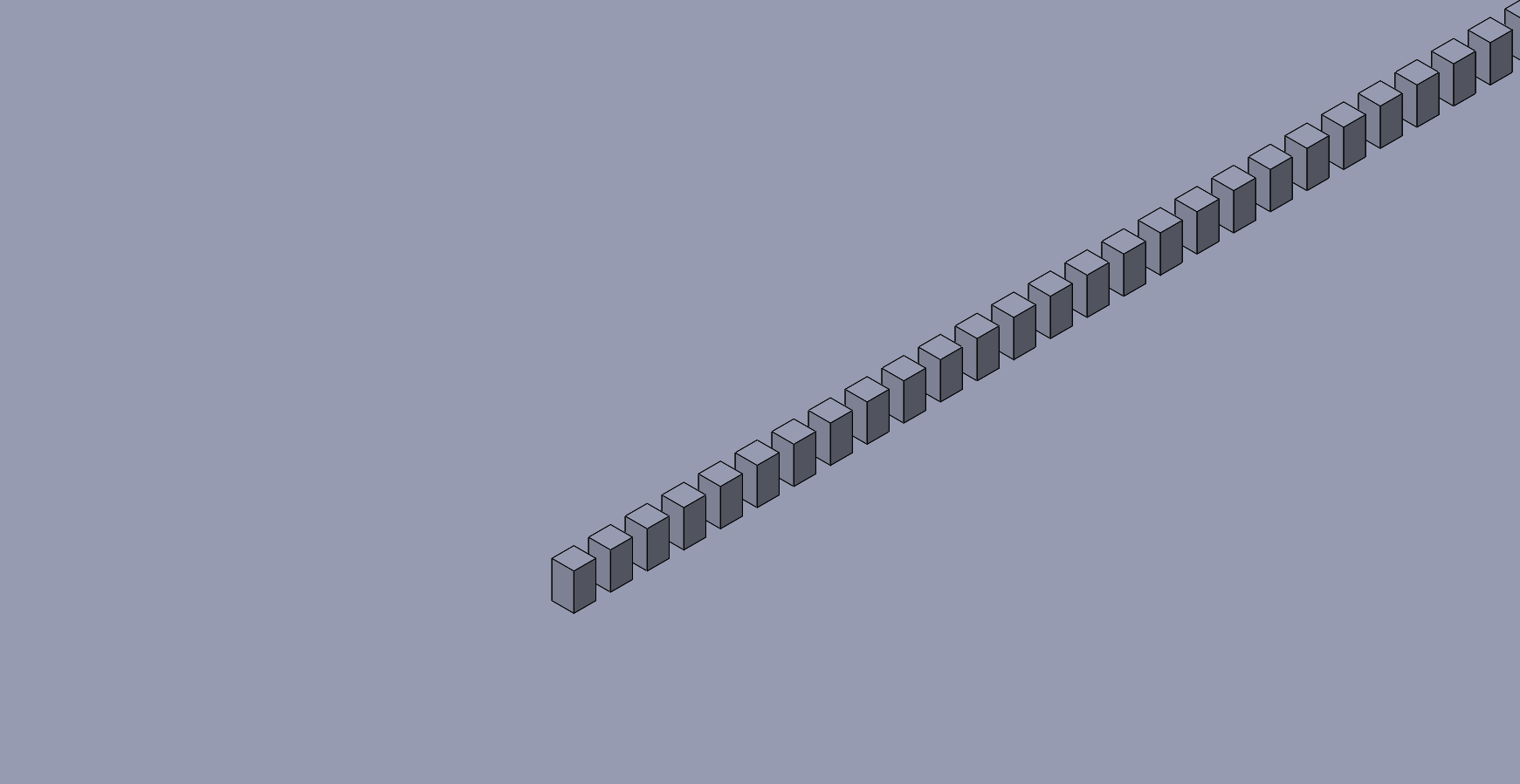 30um Wide Squares Single Row 10 mm Long