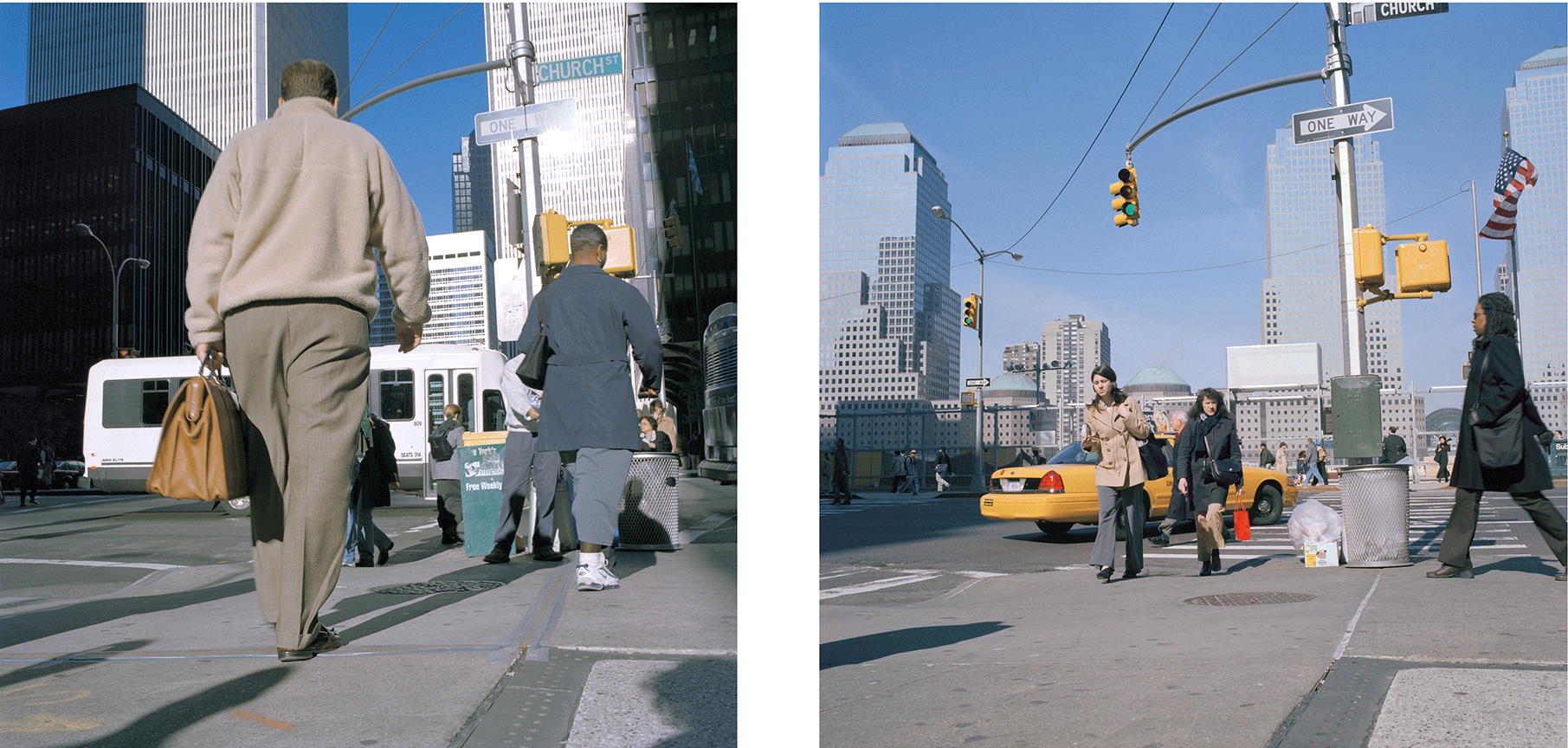 Northeast corner of Dey and Church Streets, October 1999 (left) and April 2004.