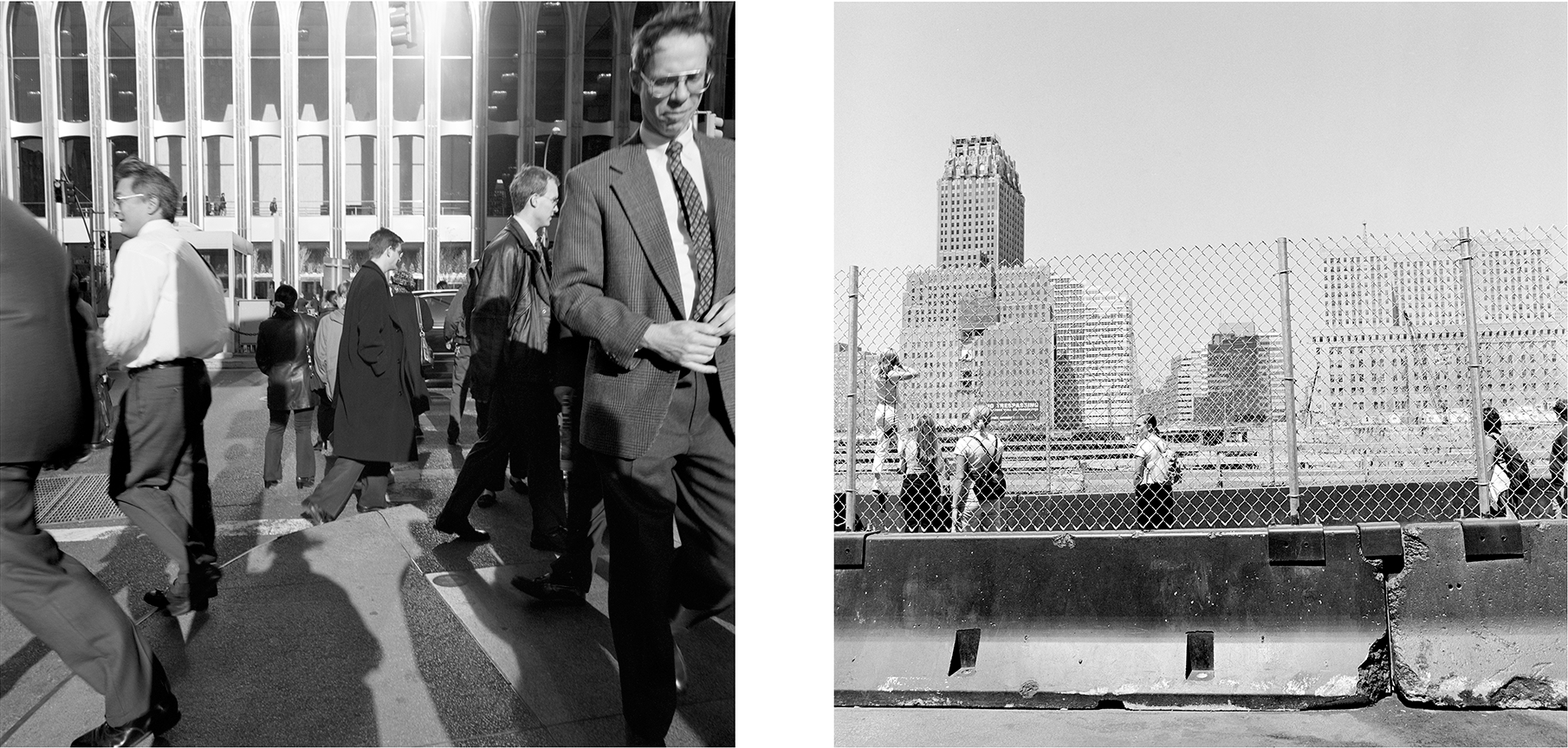 Corner of Washington and Liberty Streets facing North, November 1998 (left) and July 2002.