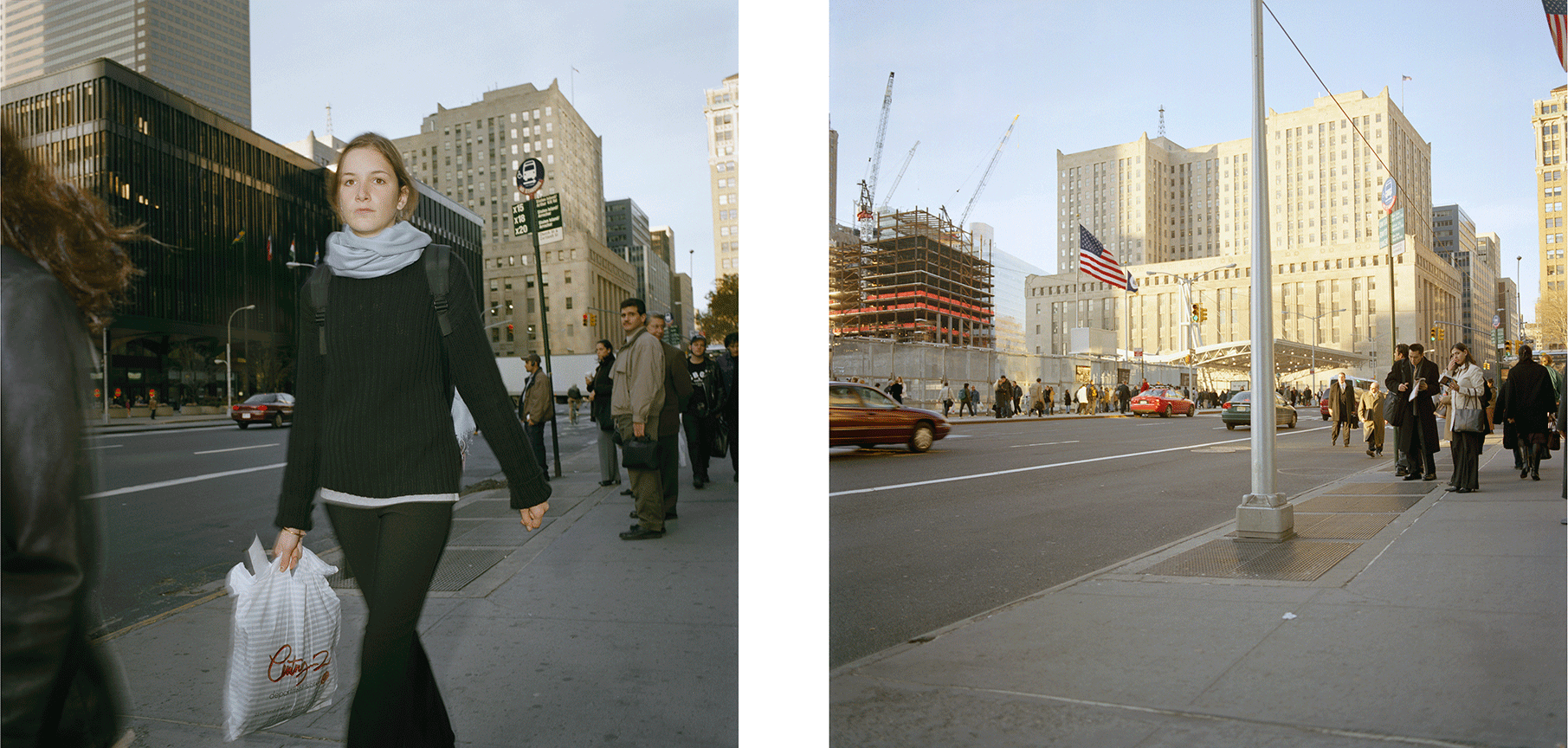 East side of Church Street near Cortland, October 2000 (left) and July 2004.