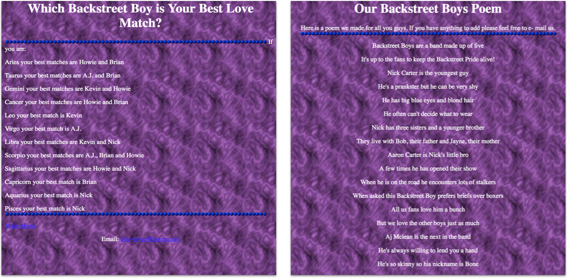 Excerpt from Our Backstreet Boys Poem