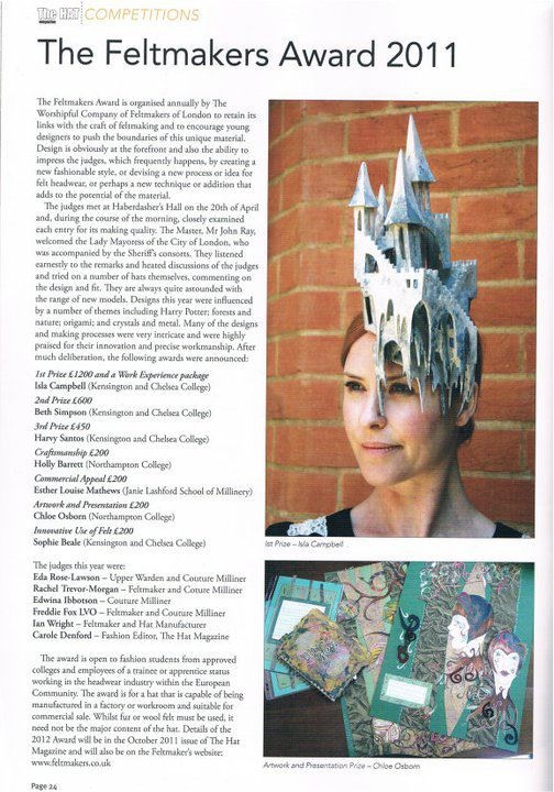 The Hat Magazine Isla Campbell Millinery Feltmakers Award 2011