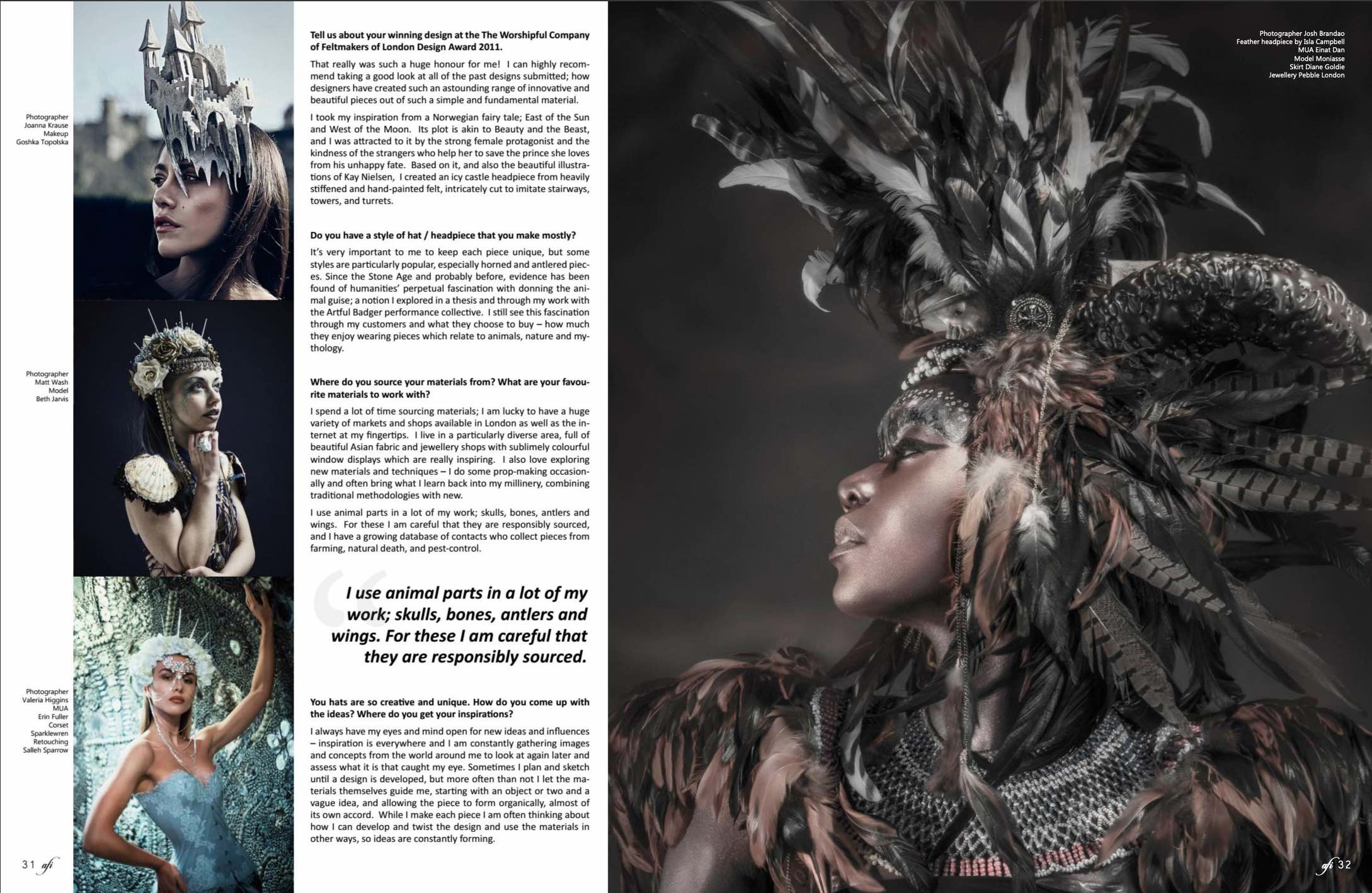 Afi Mag Magazine Isla Campbell Millinery Interview Crowns of Imagination