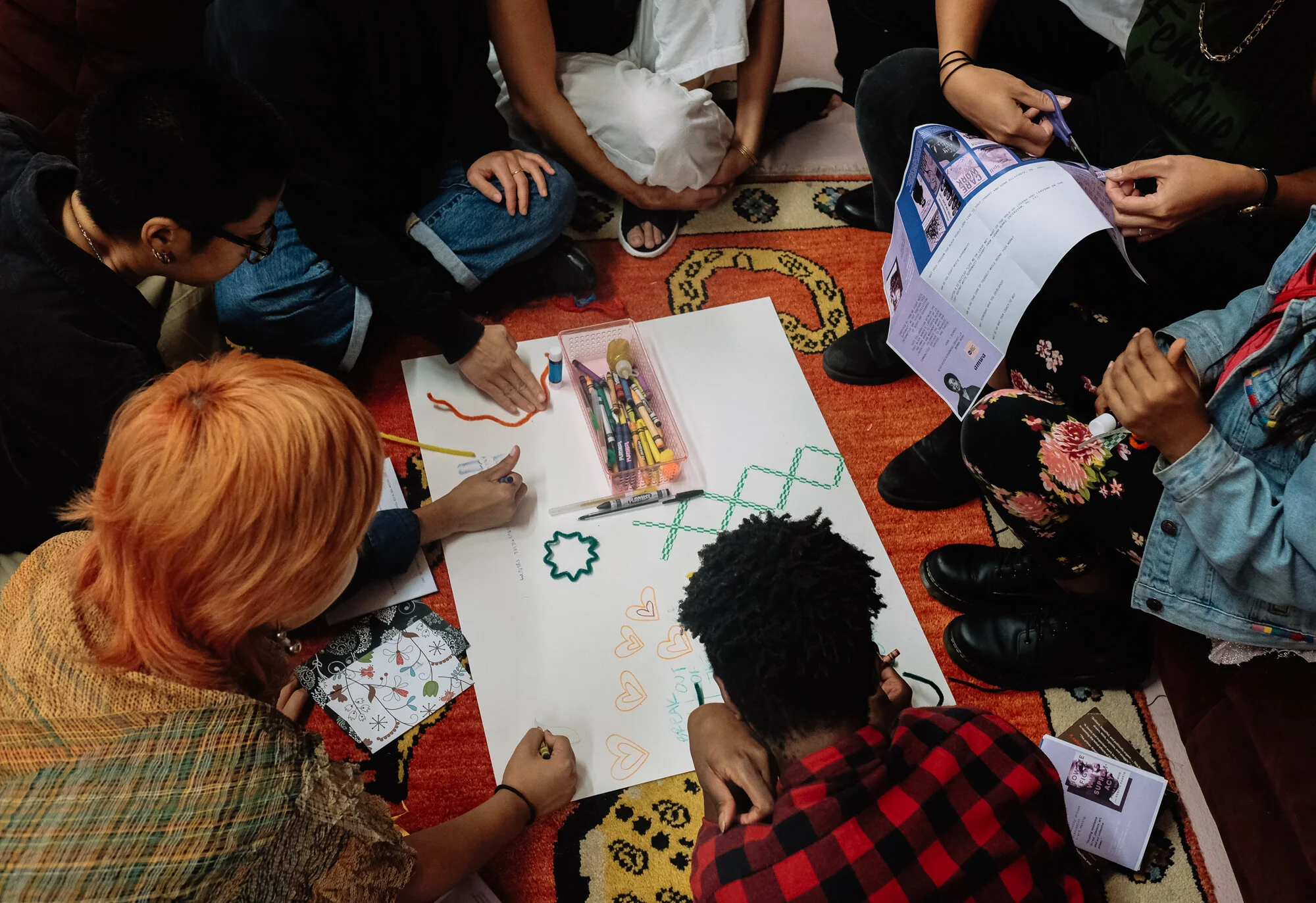 people mapping answers to discussion prompts