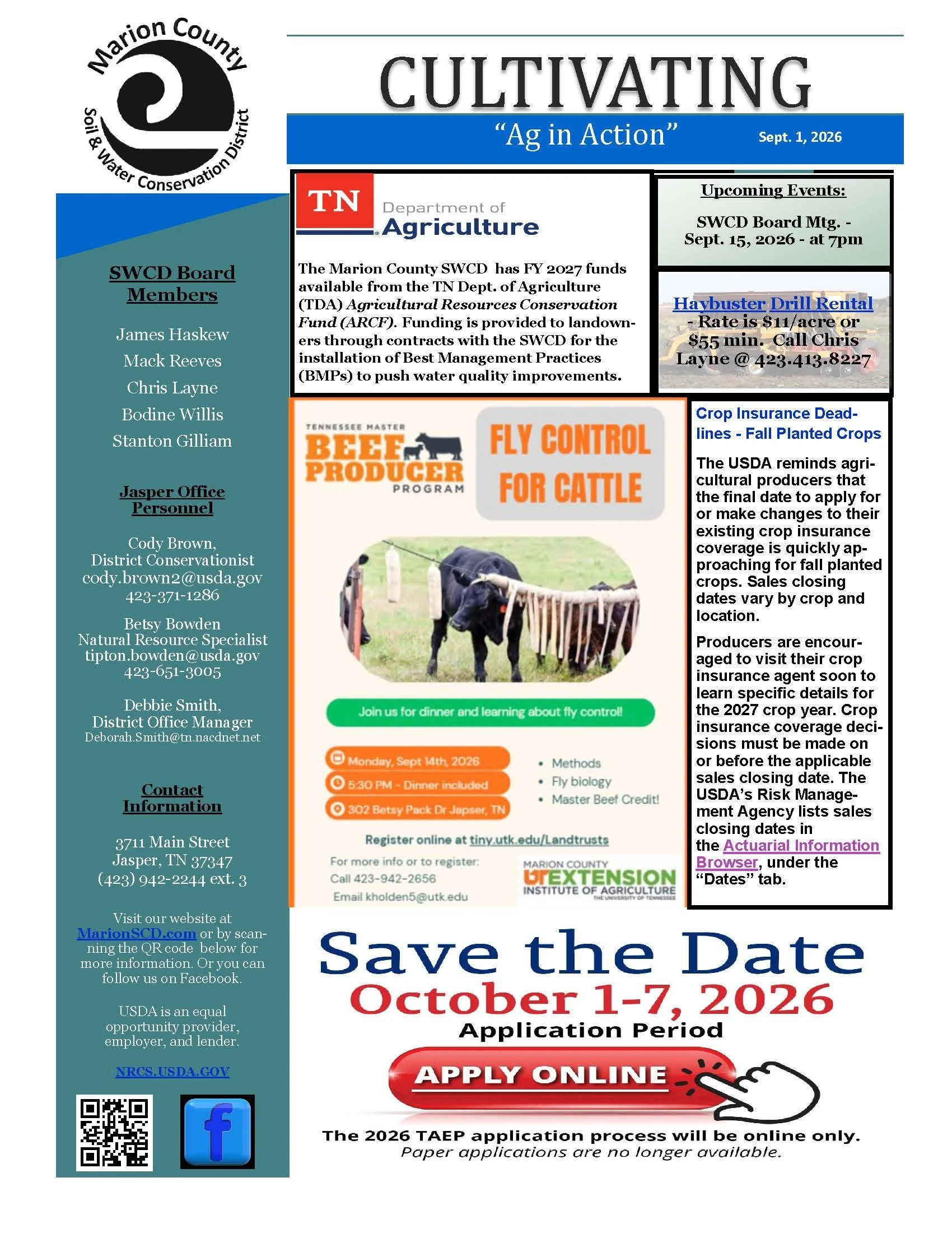 September 1 2026 Soil and Water Conservation Newsletter