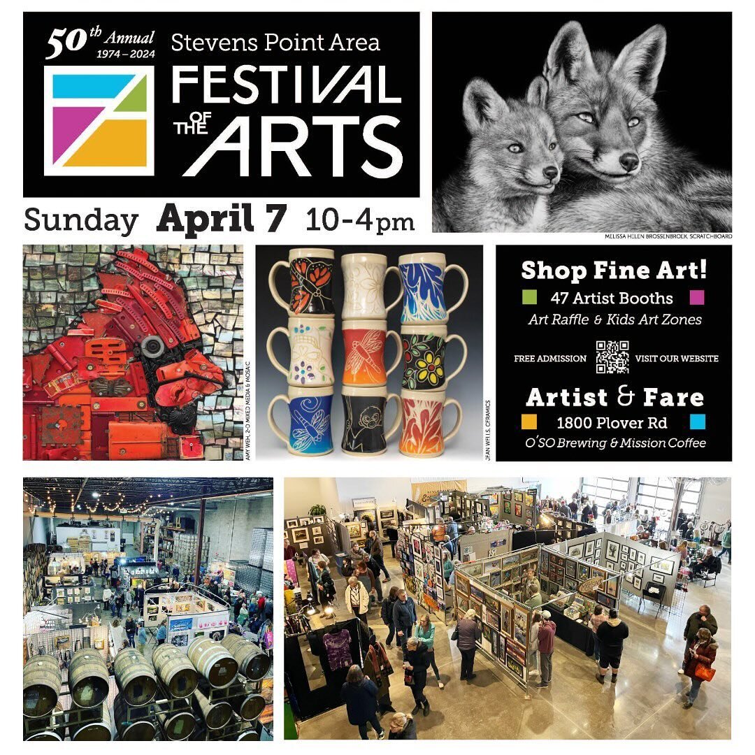 Happy Easter! Next Sunday, catch me in Plover, Wisconsin, at the @festivaloftheartsstevenspoint! I&rsquo;ll be showcasing a new set of 11&rdquo; x 40&rdquo; mirrors, Spoon Flowers, Elephant, and A LOT more! Hope to see you and your friends in Plover!