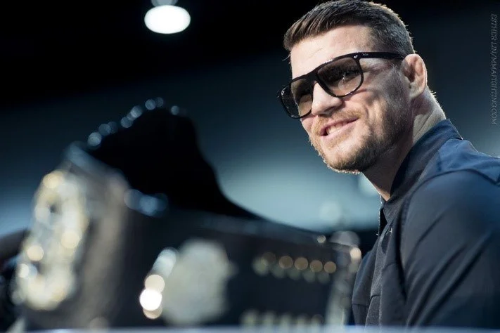 Enjoying his time – Bisping with the belt