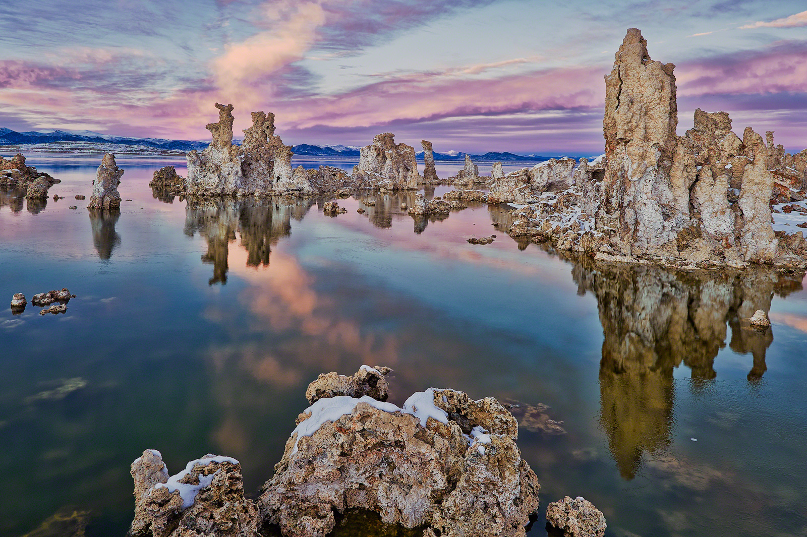 Tufa towers emerging from the extremely saline waters of Mono Lake, California, where the first ever microorganism capable of feeding off toxic arsenic was discovered. Image credit: Seth Hancock .