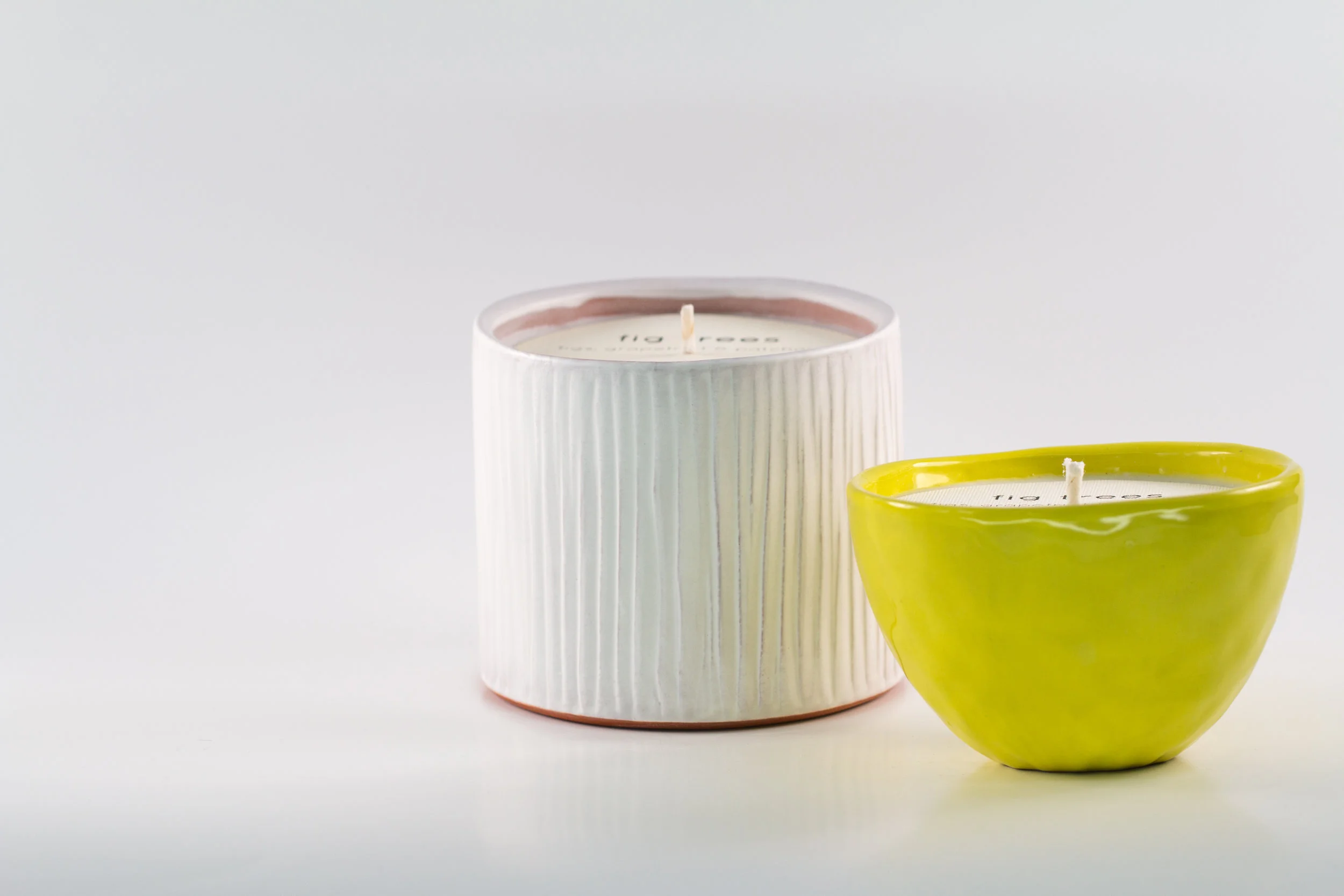 Planter _ Matte White _ Chartreuse _ Small Bowl _ Soy Candle _ Ceramic _ Angle View.jpg