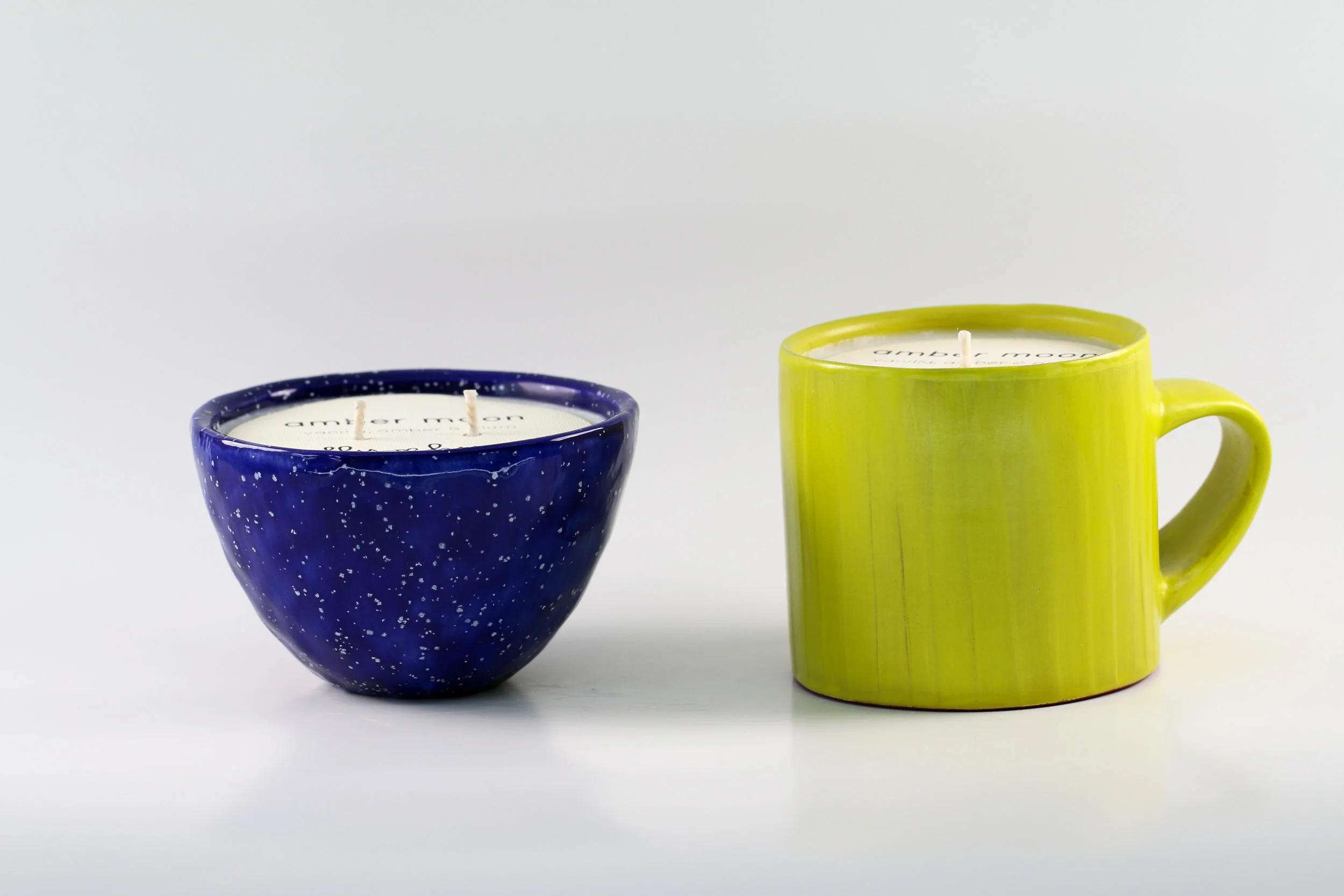 Small Bowl _ Dark Blue Speckled _ Mug _ Chartreuse Matte _ Ceramic _ Soy Candle _ Side View _ SH.jpg