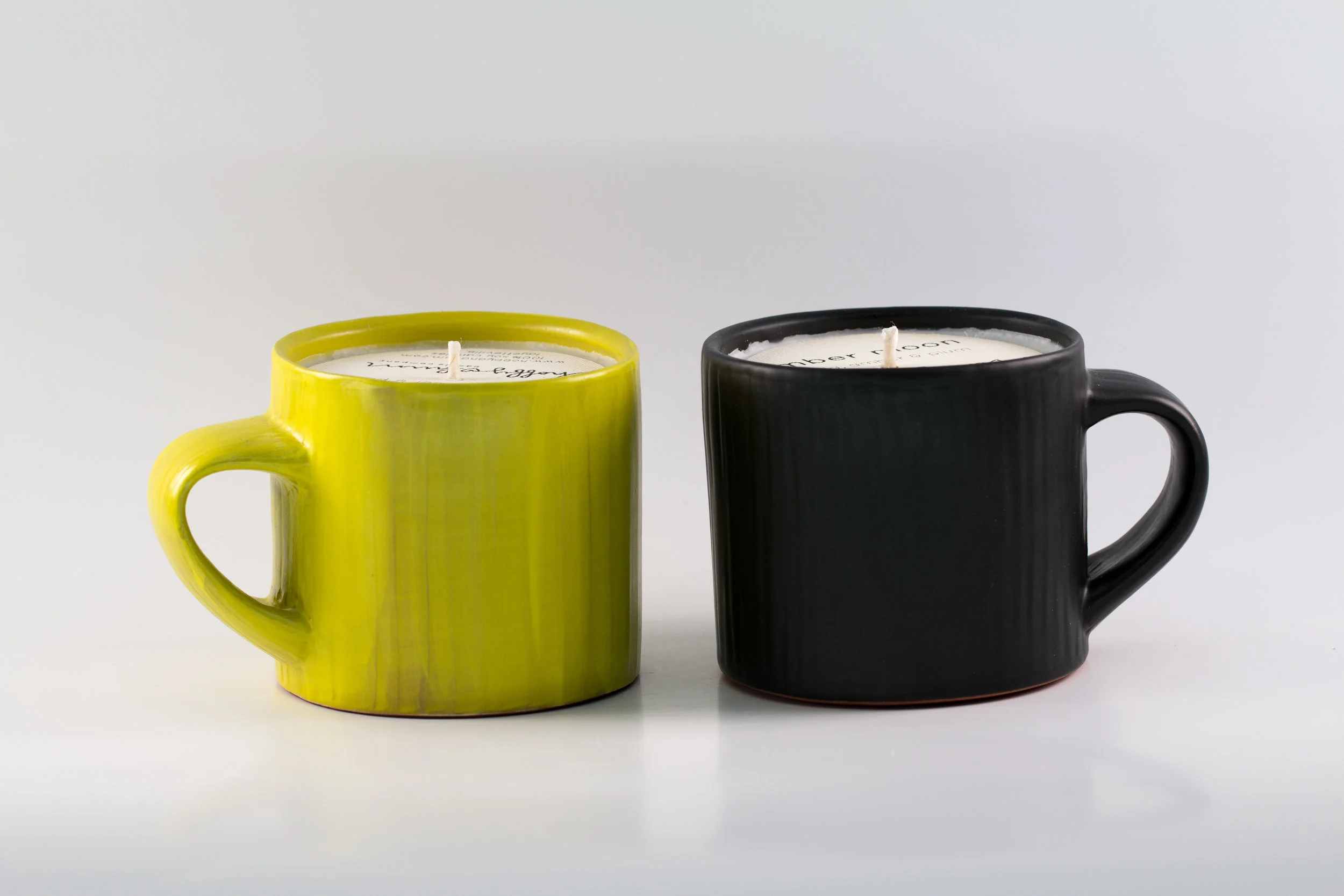 Mug _ 2 Mugs _ Black Matte _ Chartreuse Matte _ Textured _ Side View _ Ceramic _ Soy Candle _ SH.jpg