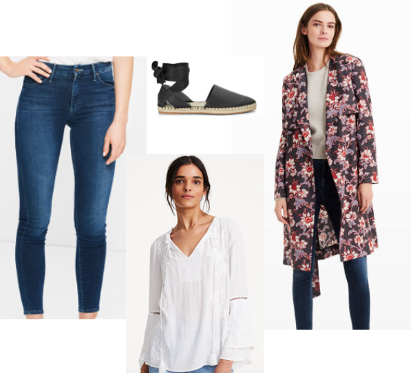 Club Monaco Emmerly Trench Coat , Club Monaco Fredrikah Top , Mother High Waisted Jeans , Rebecca Minkoff Espadrilles