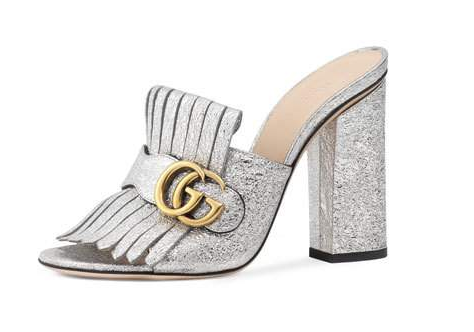 Gucci Silver Marmont Mules