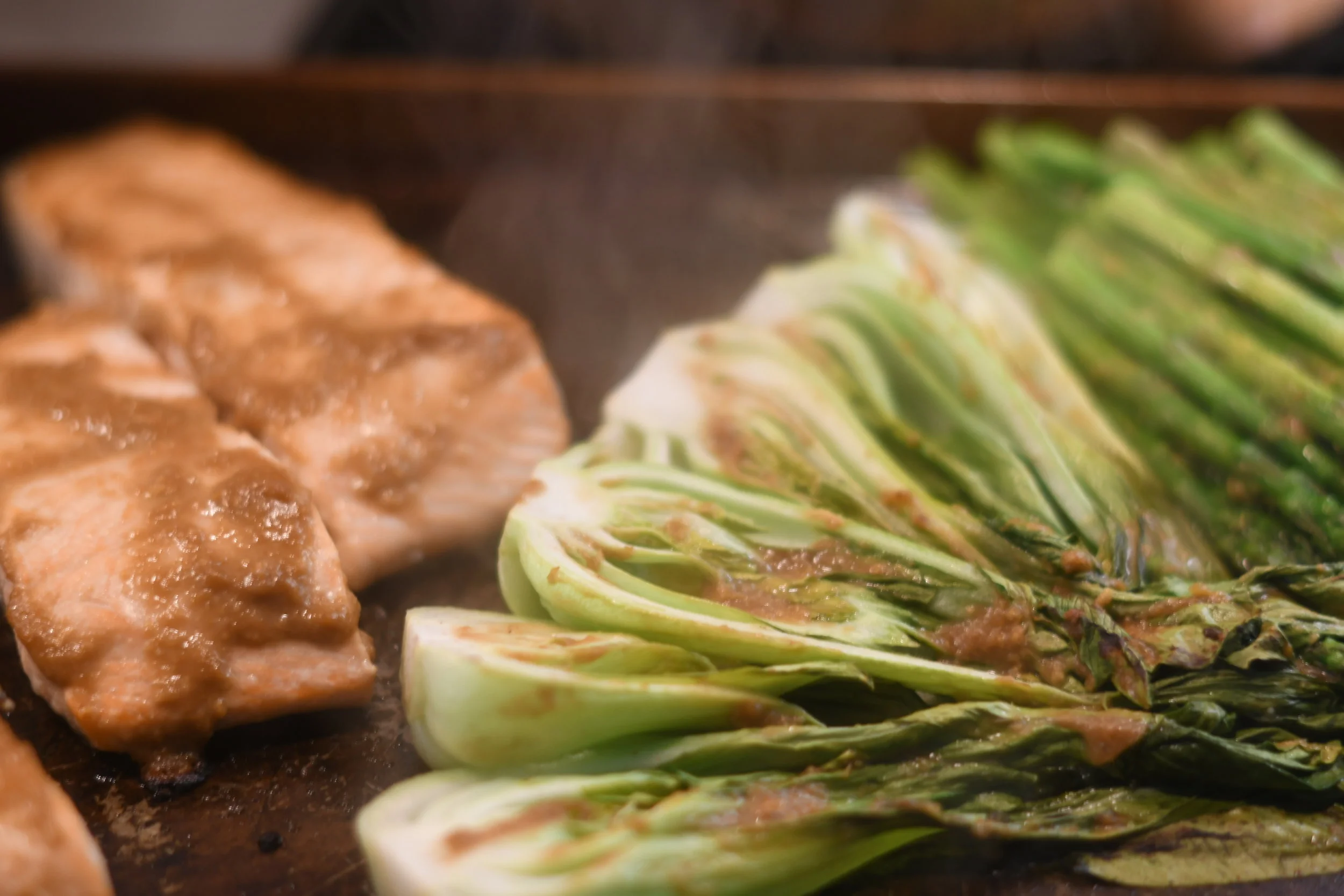 Miso Glazed Salmon with Bok Choy and Asparaux