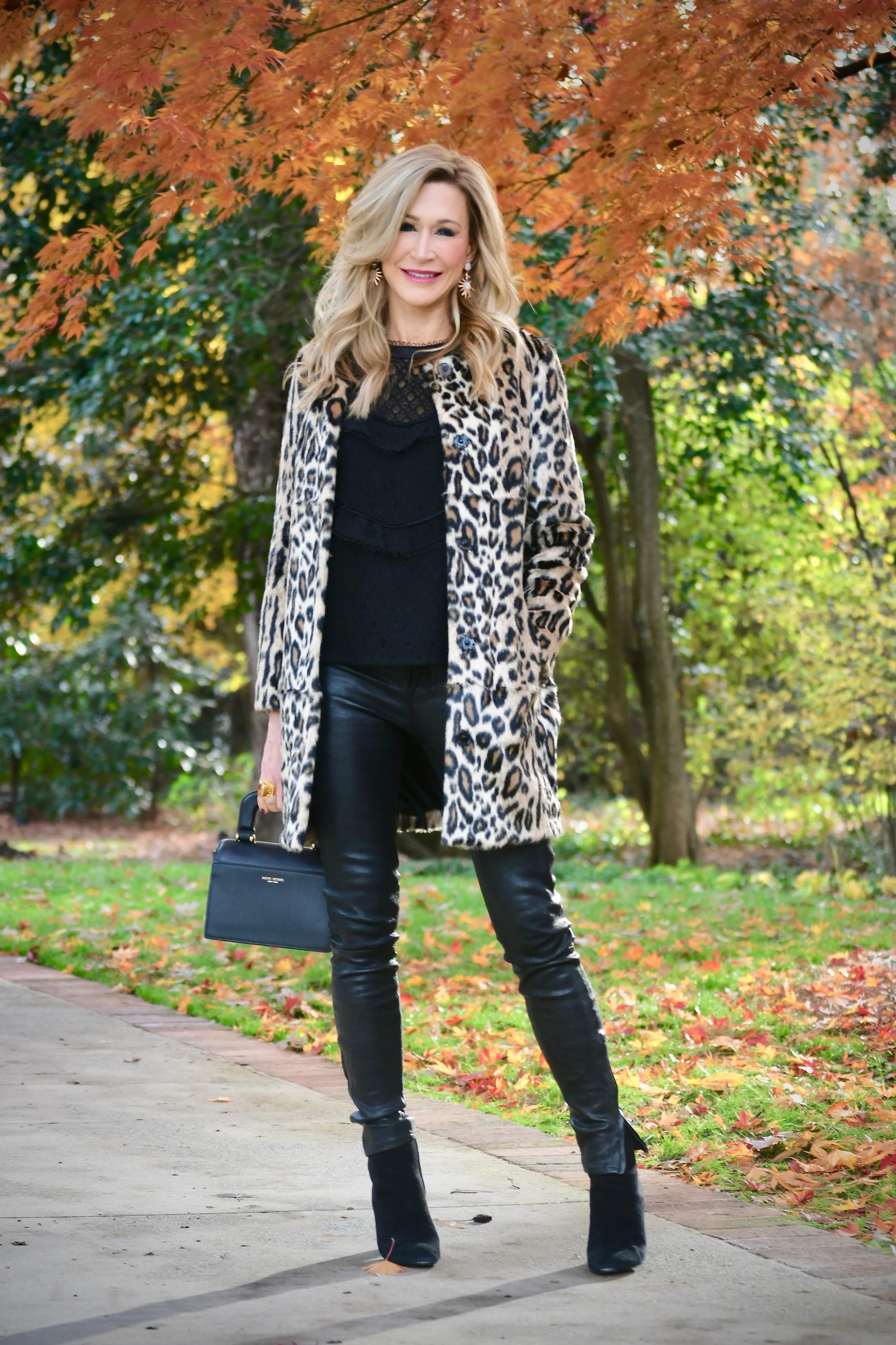 Leopard Coat & Leather Pants