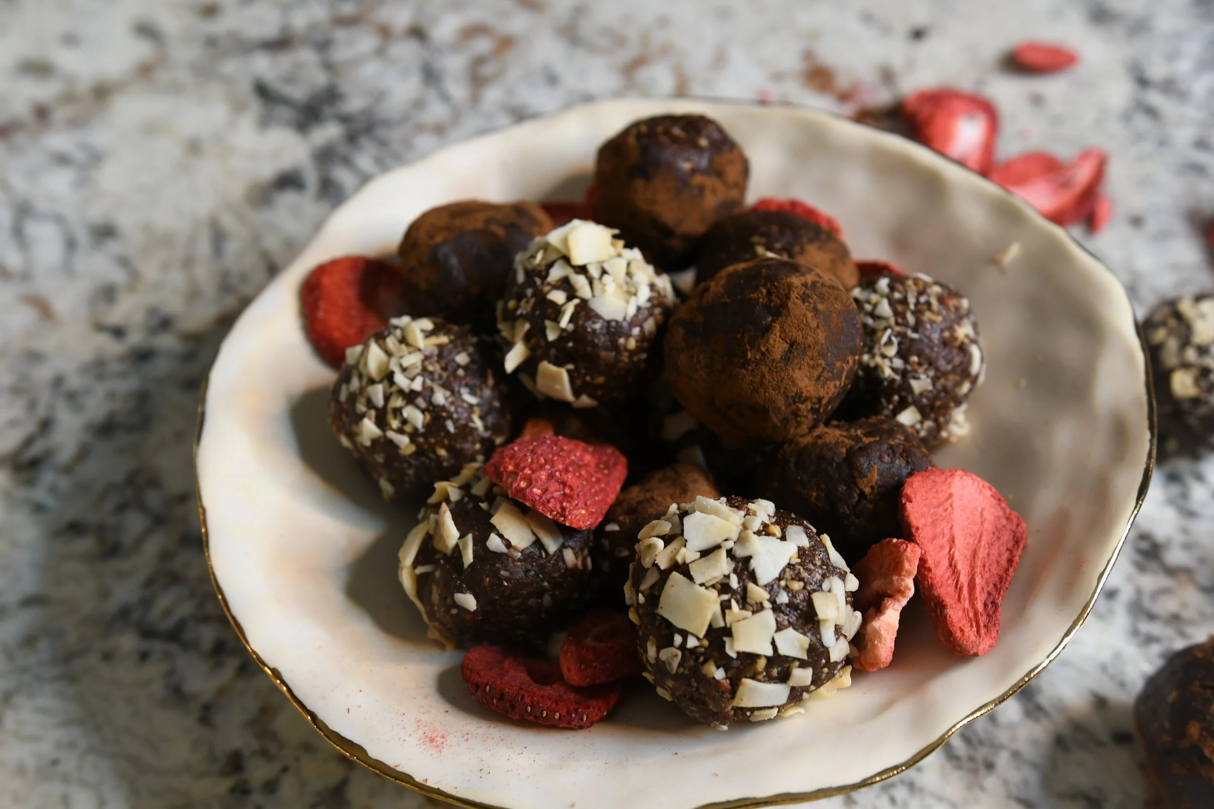 Raspberry Cocoa Energy Balls - Crazy Blonde Life