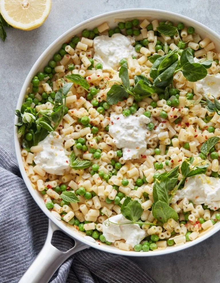 Spring Pea Pasta with Burrata via What's Gaby Cooking - Crazy Blonde Life