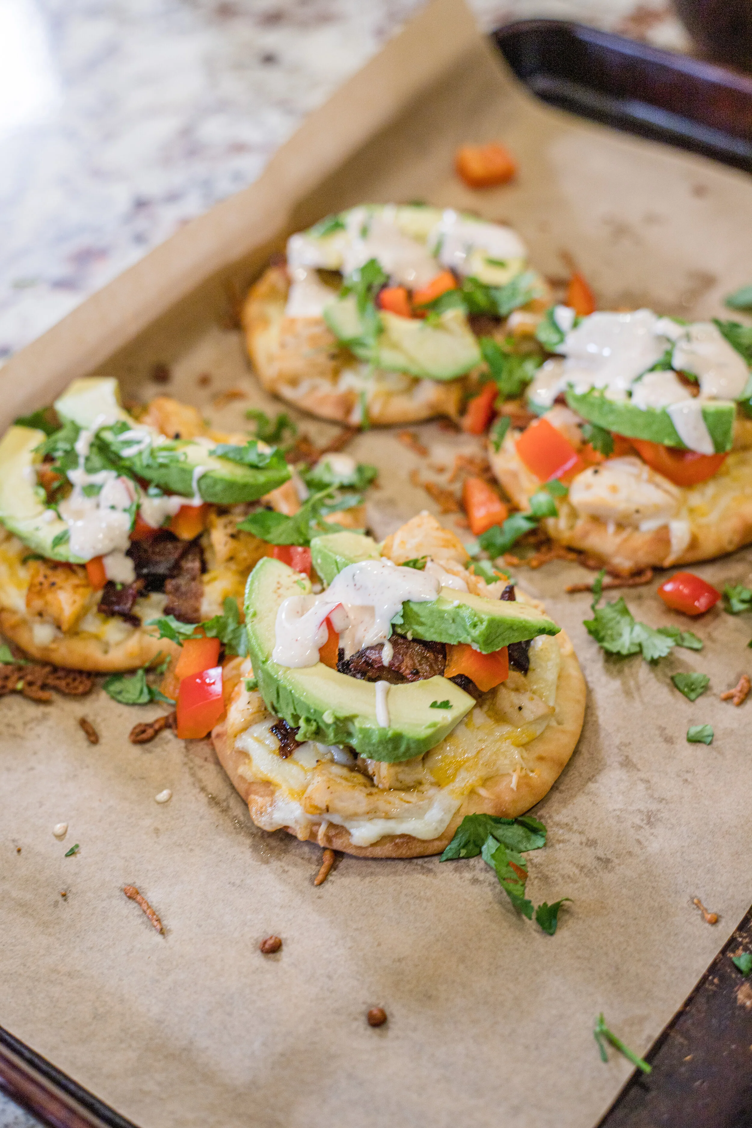 Chicken Avocado Flatbread with Chipotle Ranch - Crazy Blonde Life