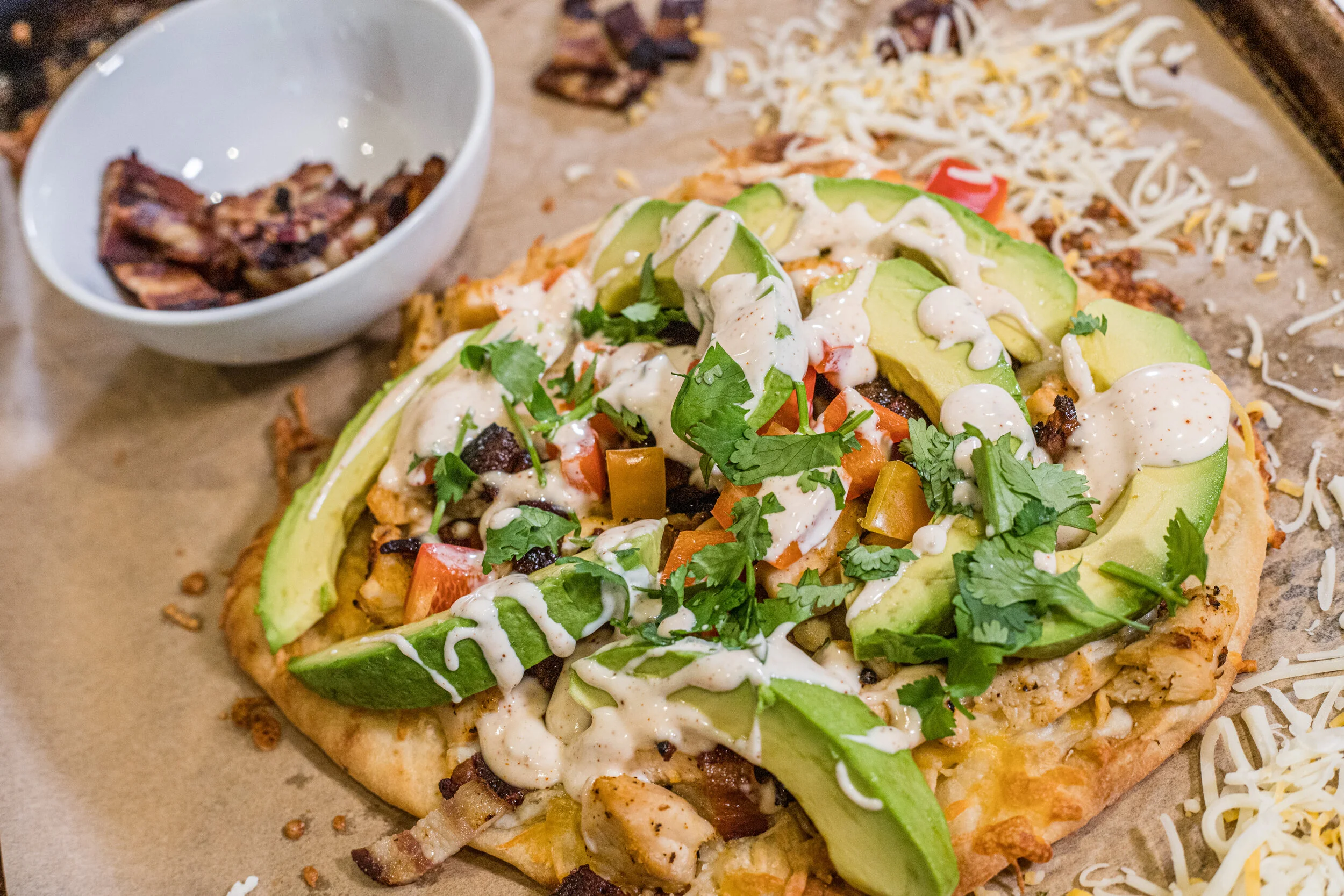 Chicken Avocado Flatbread with Chipotle Ranch - Crazy Blonde Life