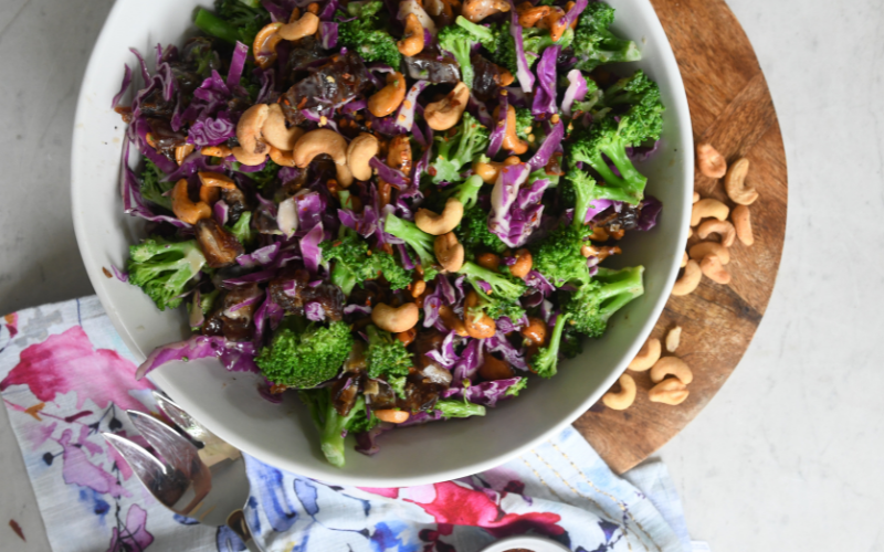 Crunchy Broccoli Salad with Tahini Dressing — Crazy Blonde Life