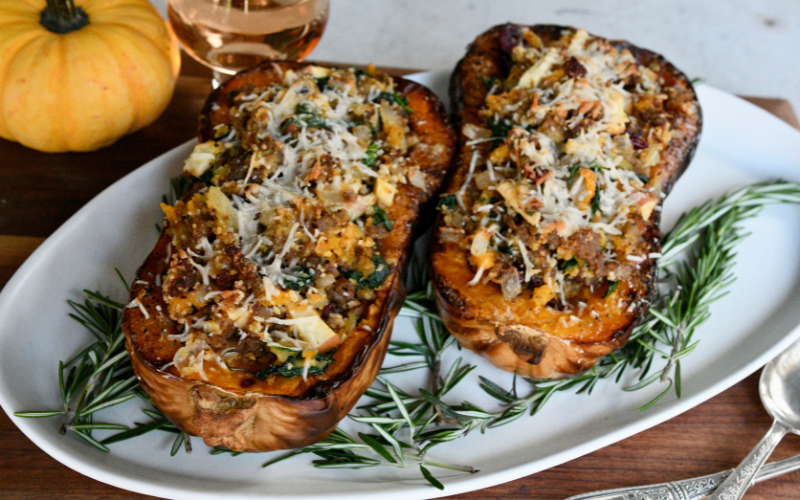 Roasted Butternut Squash with Sausage &amp; Spinach...All the Fall Flavors