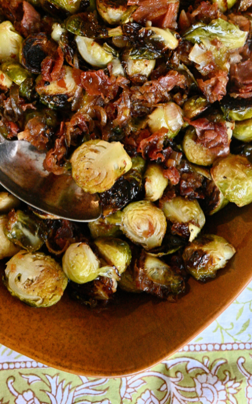 Brussels Sprouts Salad with Warm Prosciutto Vinaigrette