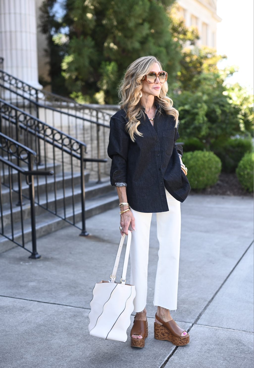     Dark Wash Denin Shirt    - Styled here with white jeans that I wear all season long, but proving just how versatile this classic piece is!  