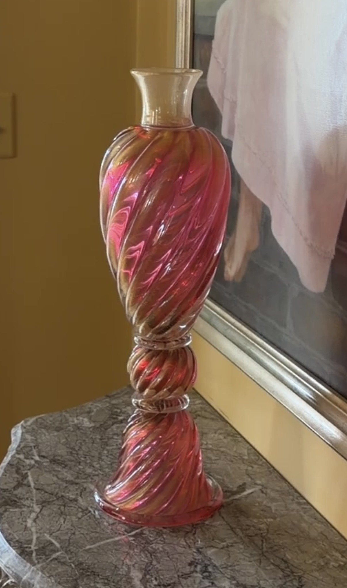   This Murano glass vase (    another pink one here    ) was purchased from an antique dealer years ago.  I didn’t have the money at the time, but I knew this was a very special piece that I would keep forever and pass down so I figured it out…I’m not sorry!  