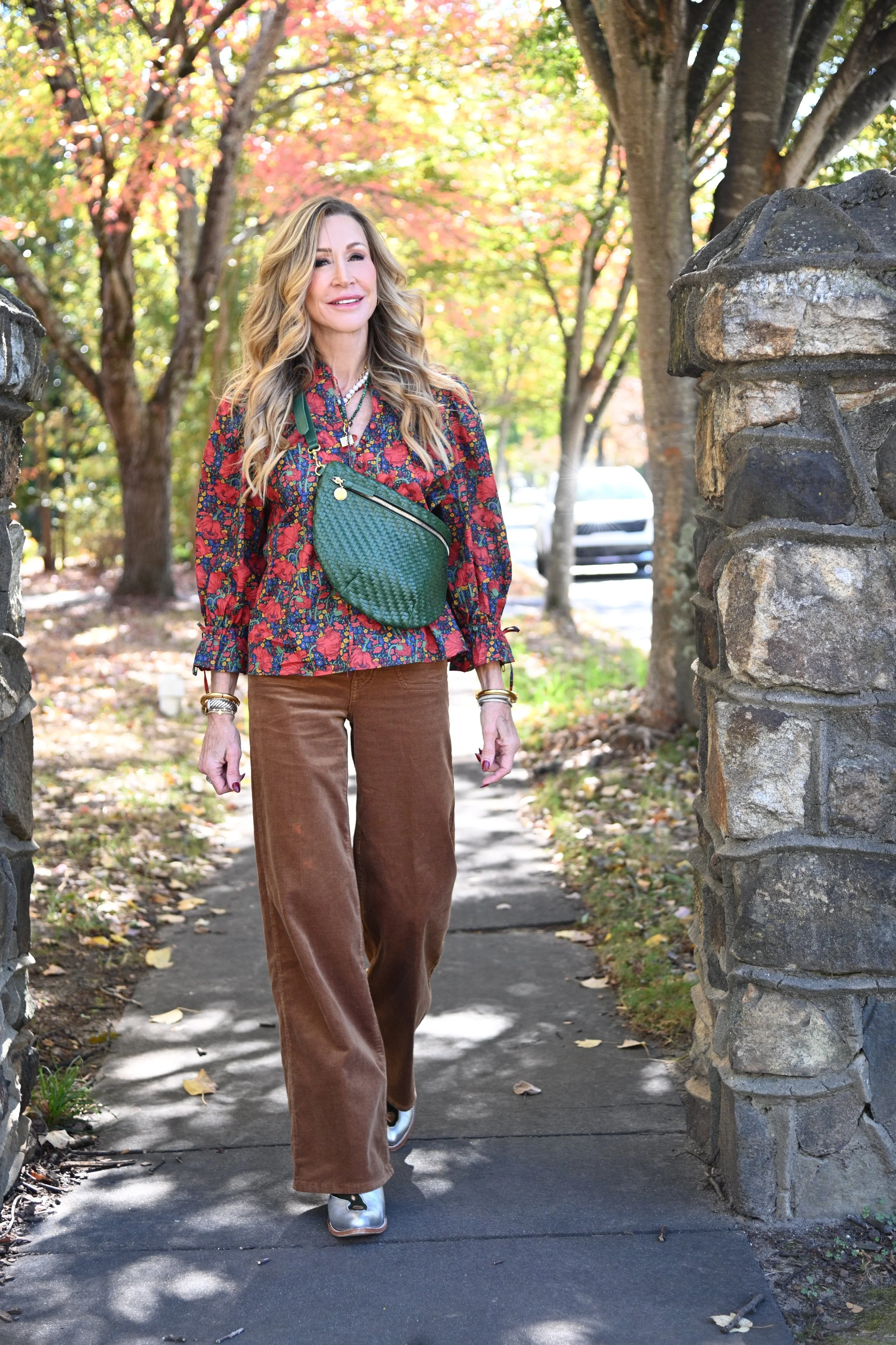    Brown Corduroy Pants   , Silver Cowboy Boots  