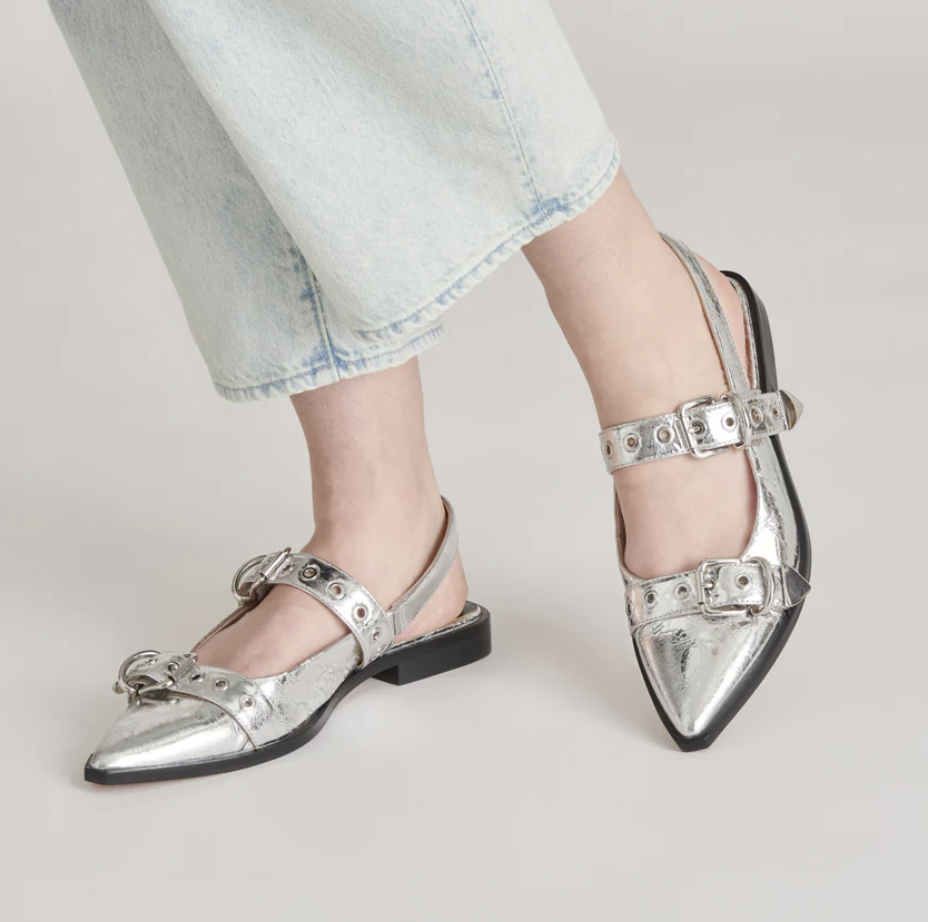 Dolce Vita Silver Slingbacks $130