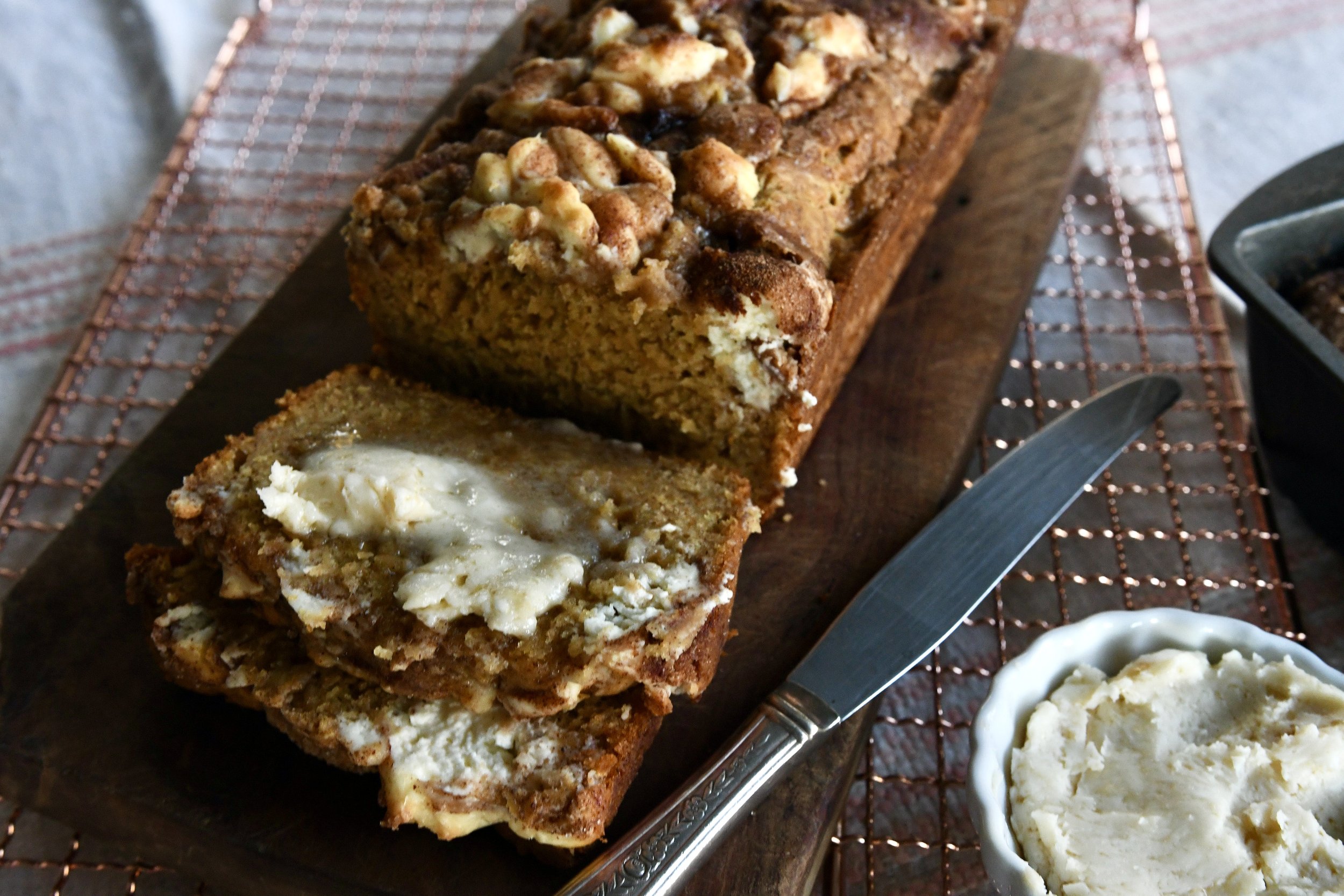 Cream Cheese Swirled Pumpkin Bread with Salted Maple Butter. - Half Baked  Harvest