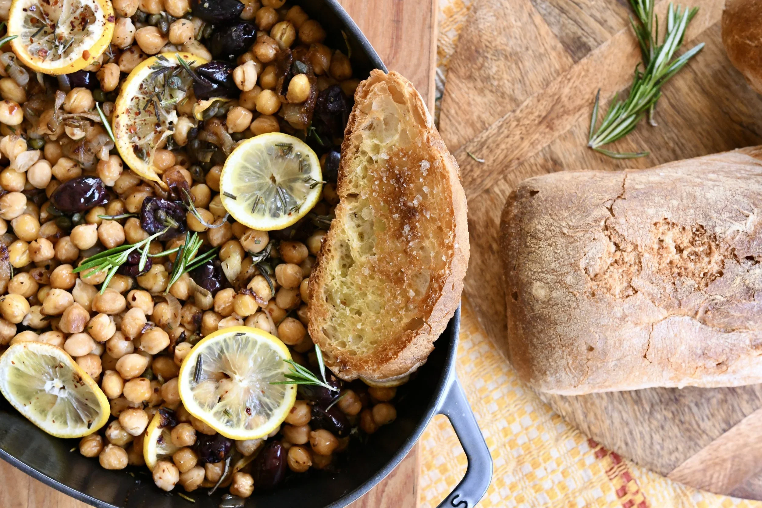   Roasted Chickpeas with Lemon & Rosemary  