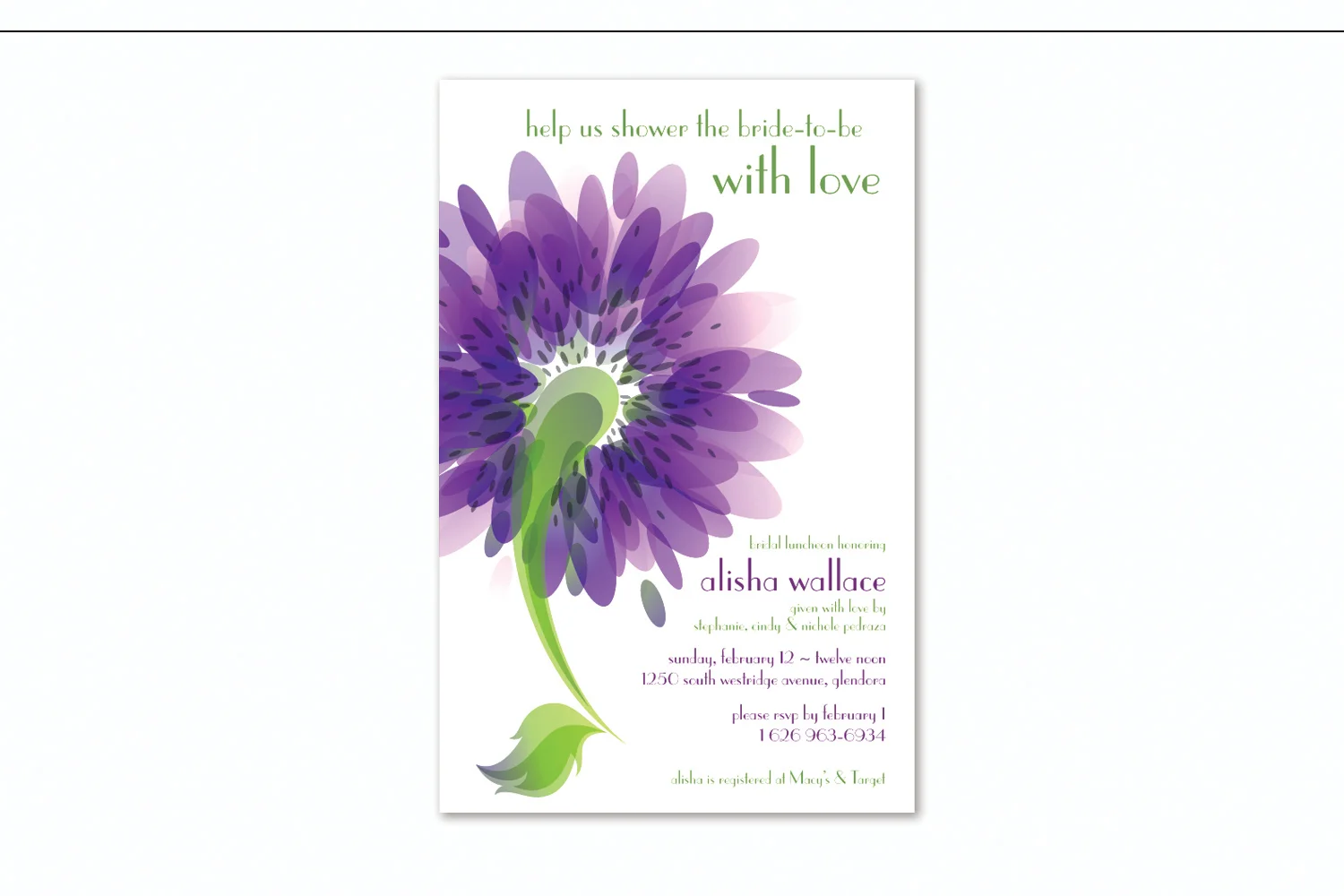 "Shower the Bride", Bridal shower invitation
