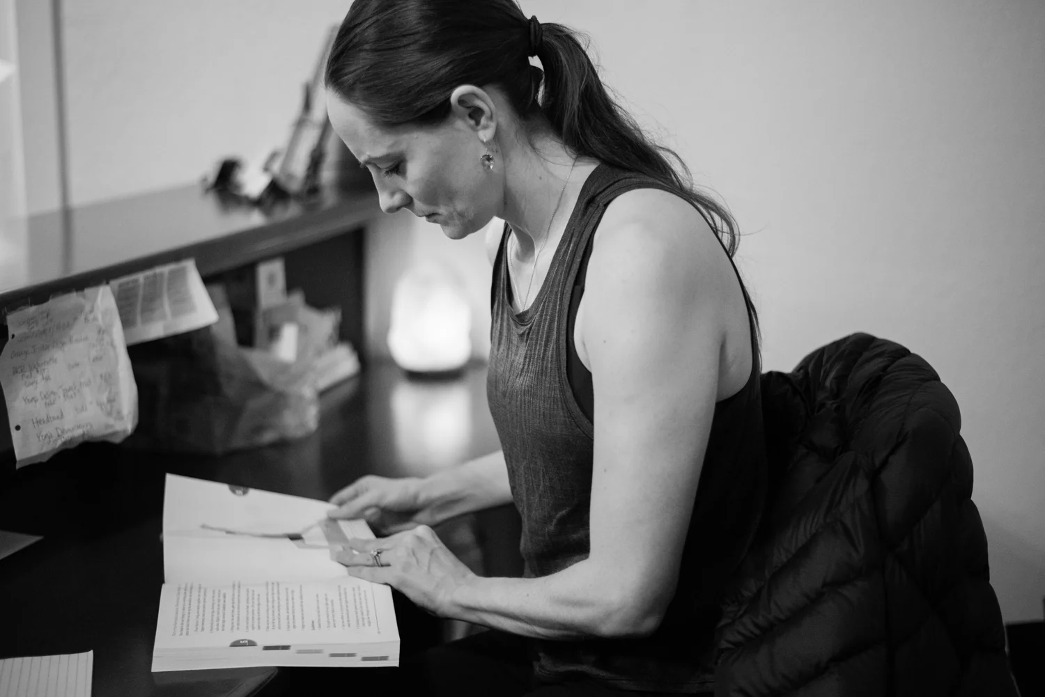Before every class, Jen sits and takes a moment of study time while her students arrive and settle in. I love nothing more than to see what energizes and "teaches" the teacher.