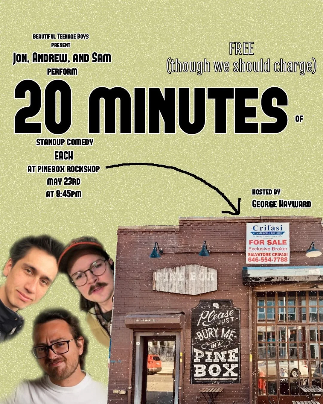 Hosting Jon Dunne, Andrew Shankland, & Sam Otter's 20 Minute Sets at Pine Box
