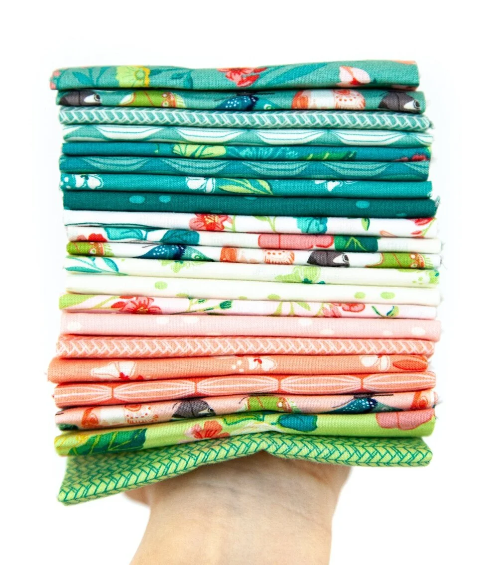 Midsummer Meadow Fabric Seeded Sea Glass Print Aqua Fabric Fabric