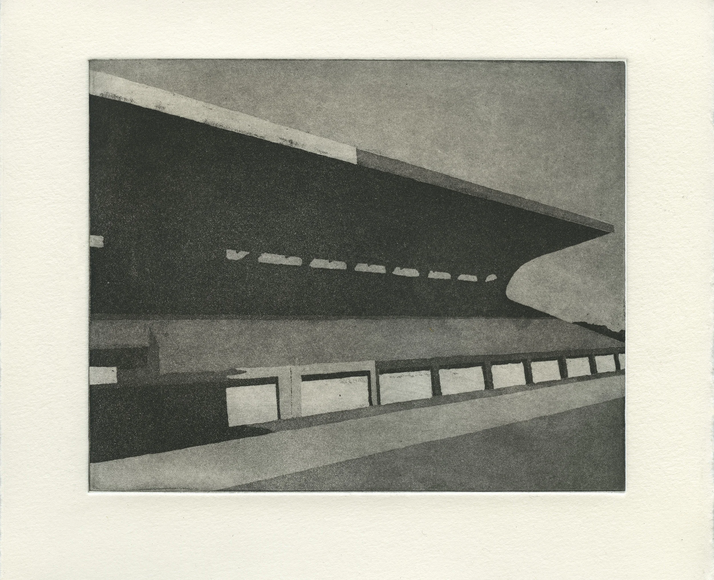 “Estadio”, grabado al aguatinta, 30cm x 25cm, 2016
