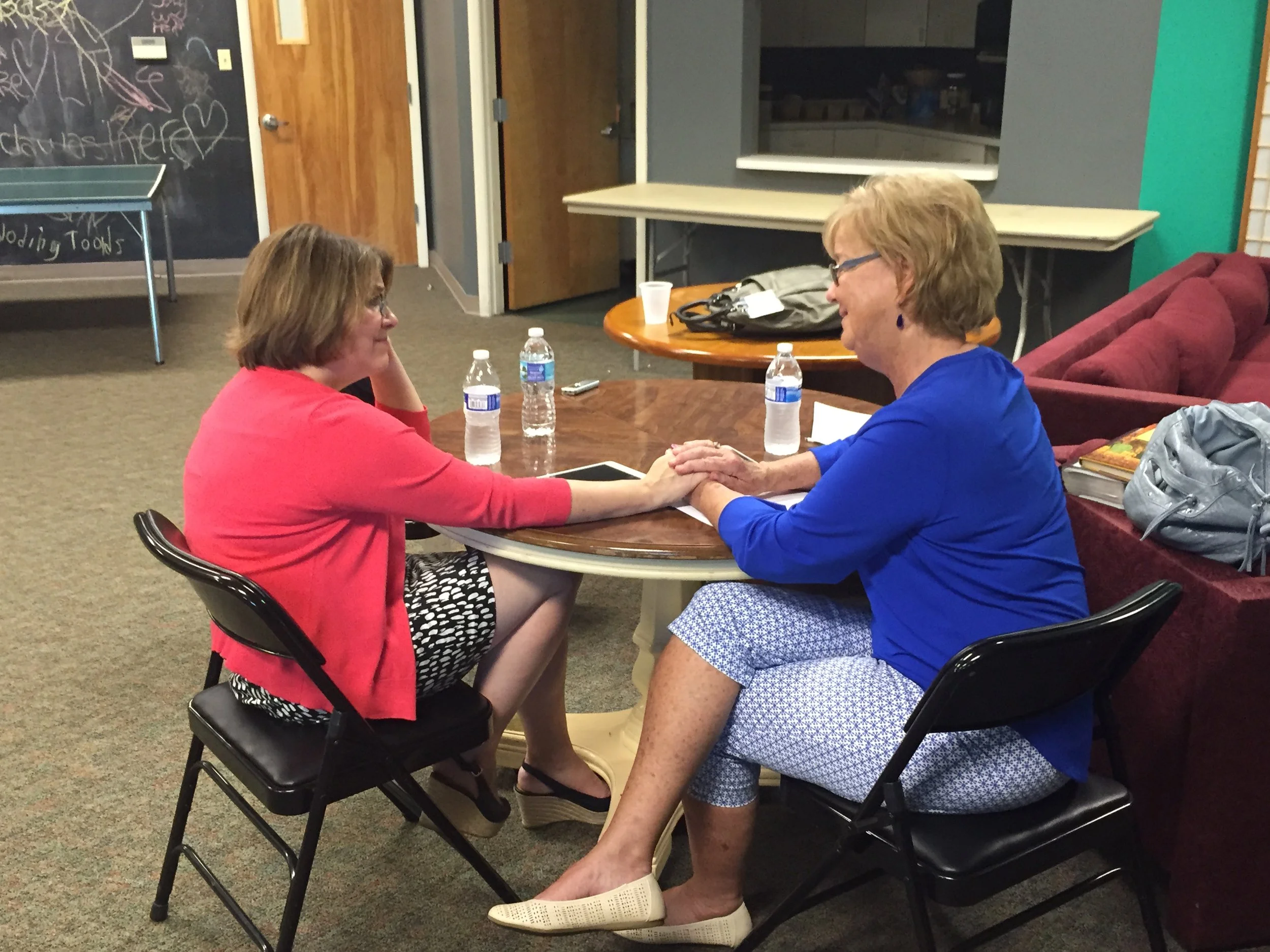 Nancy (left) and Sharon (right) sharing their grief and recording this interview. 