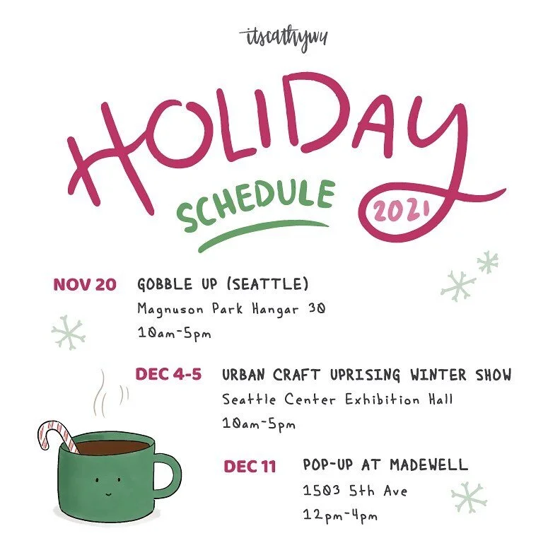 The end of my maternity leave is approaching&hellip;and so are the holidays!! Here&rsquo;s where you can find me in the next couple of months &ndash; it&rsquo;s definitely been a while, but I&rsquo;m excited to vend in person again!