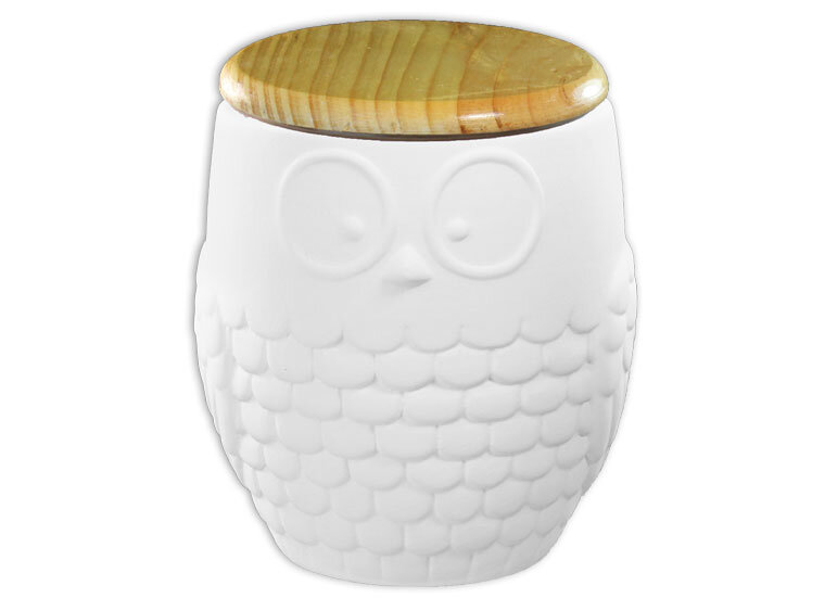 $24 Owl Canister with Wood Lid 