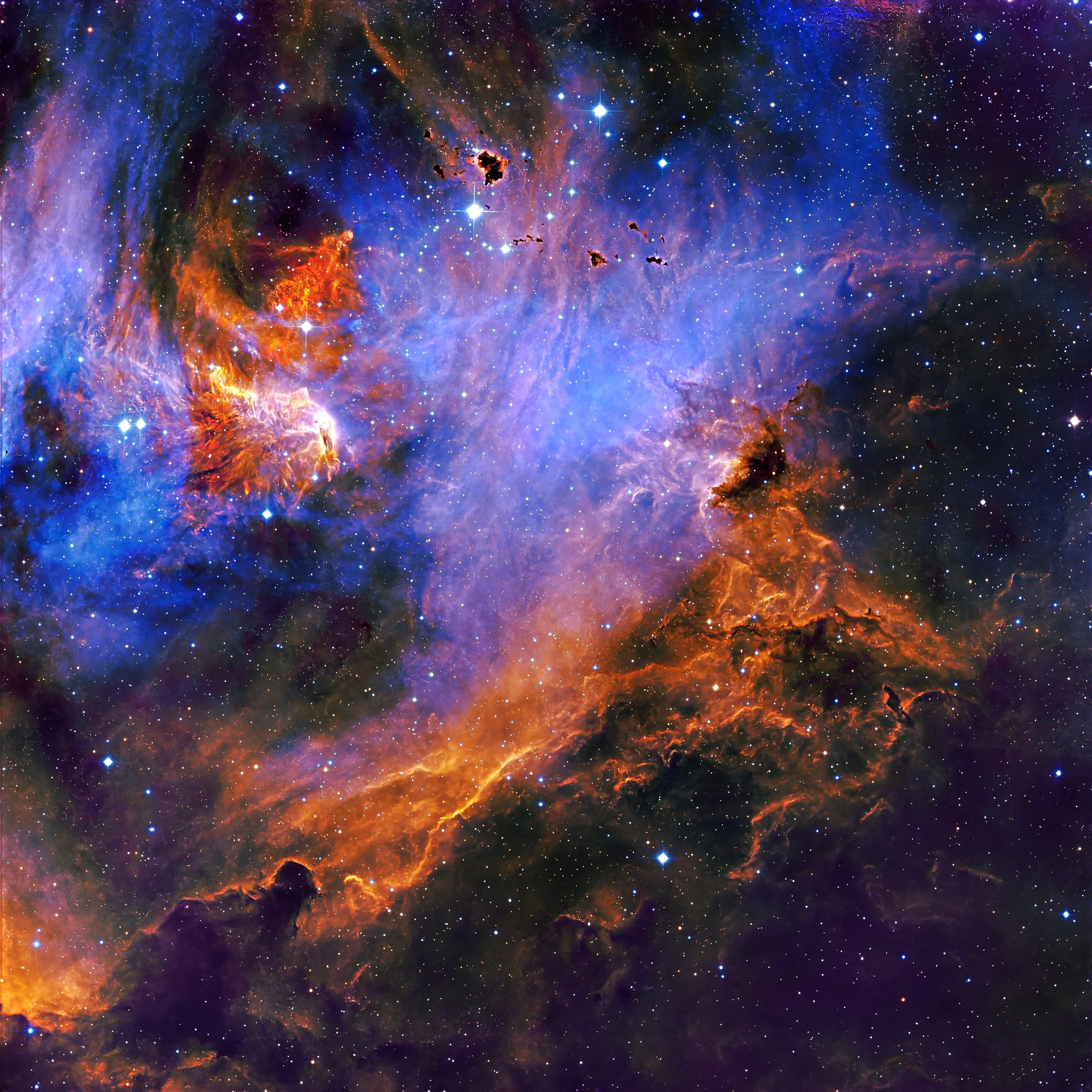 The Running Chicken Nebula, is a bright star-forming emission nebula about 6,500 light-years away in the southern constellation Centaurus. It’s powered by a cluster of hot, massive stars whose intense ultraviolet radiation causes the surrounding hydr