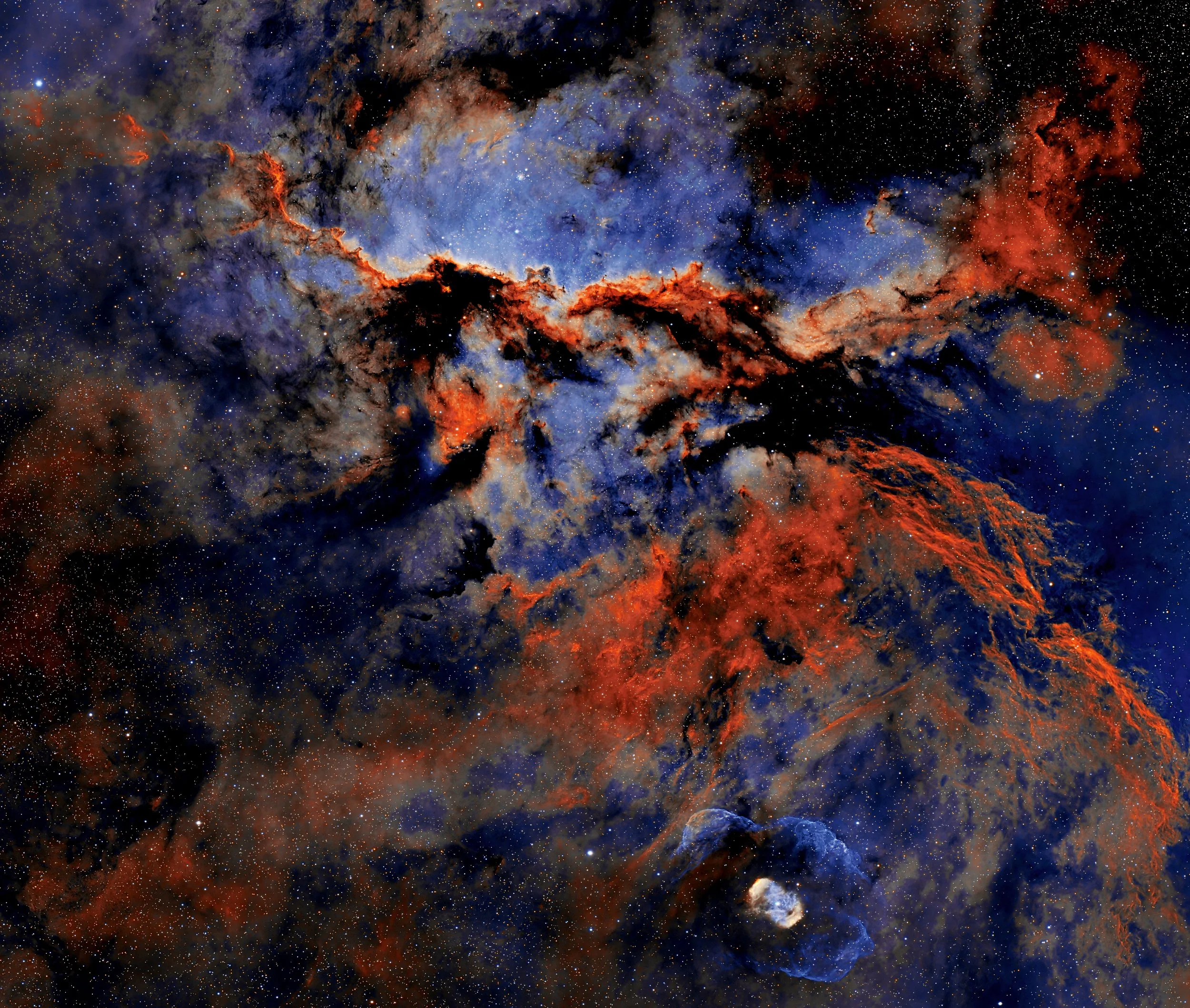 The "Dragons of Ara," officially designated NGC 6188, is a star-forming region located approximately 4,000 light-years away. The nebula's distinctive dragon-like shapes are not static. They are carved by intense stellar winds and powerful ultraviolet