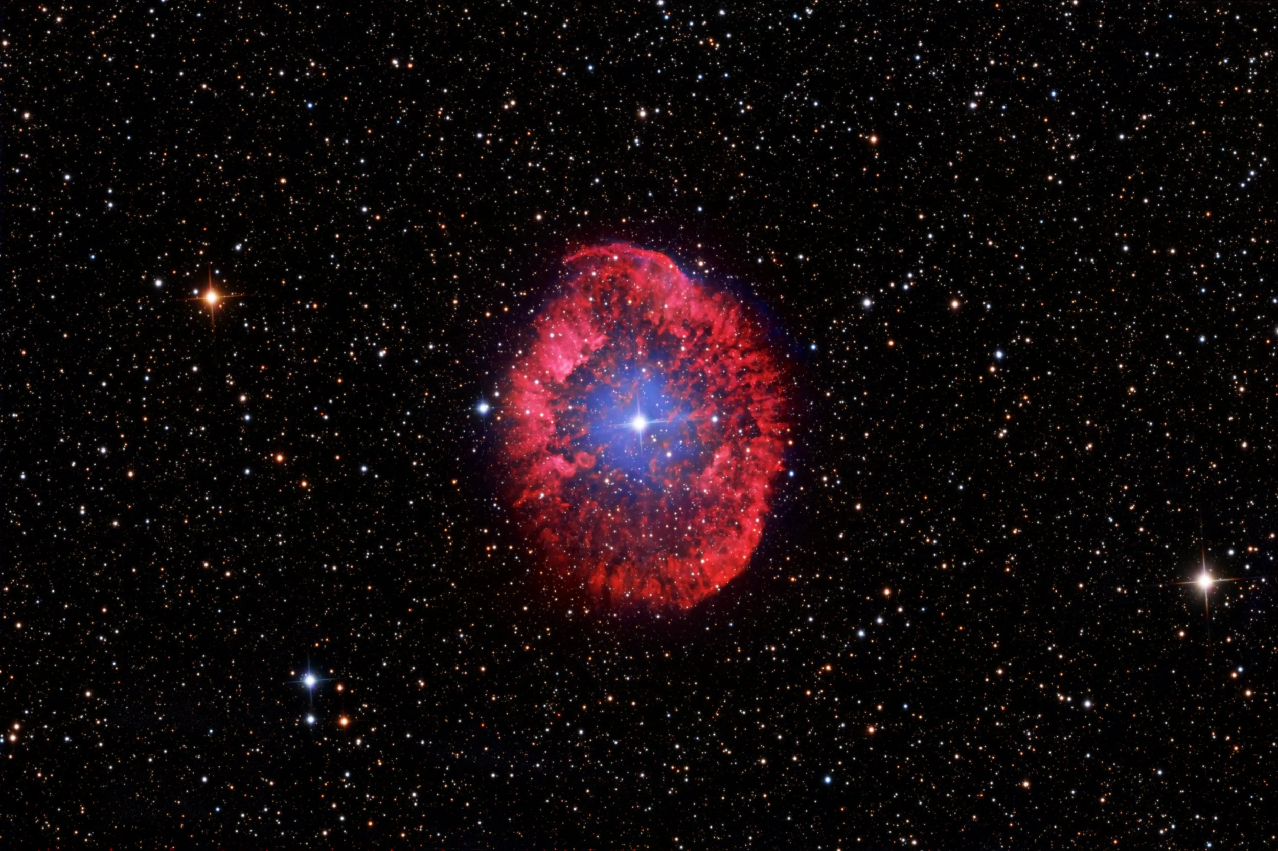 RCW 58 is a dynamic ring nebula located in the southern constellation of Carina. The nebula was formed by the powerful stellar winds from its central star, a massive and luminous Wolf-Rayet star known as WR 40.

WR 40 is a "Wolf-Rayet" star, a rare t