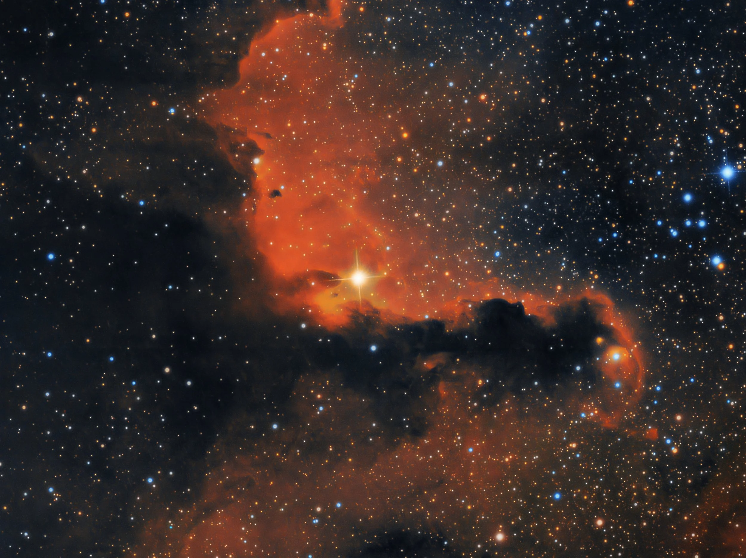 RCW 75 is a compact emission nebula located in the southern Milky Way, cataloged in the Rodgers–Campbell–Whiteoak (RCW) H-alpha survey. It lies a few thousand light-years away and is powered by a small group of young, massive stars whose ultraviolet 