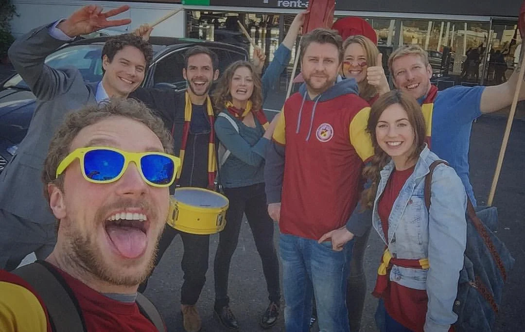 Our Football fan crew! don't we all look delighted! 