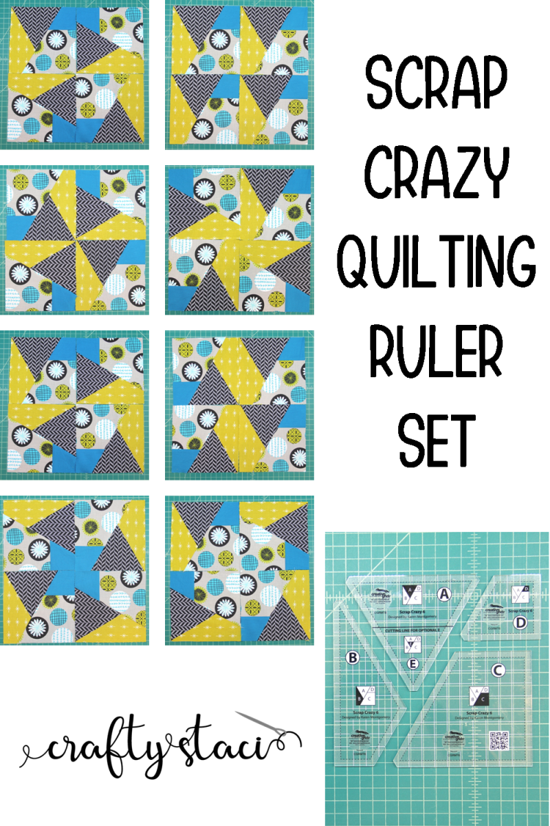 Set of Three Quilting Ruler Templates CGRMT4 Creative Grids Scrap Crazy for 8 Finished Blocks 