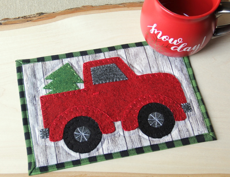 Handmade Red Truck Mug Coaster 