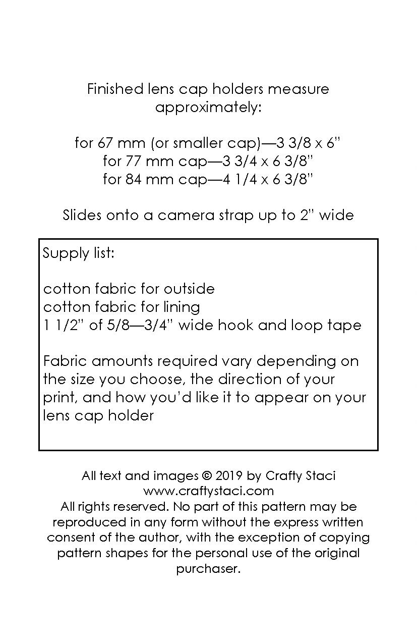 Lens Cap Holder Sewing Pattern - PDF download — Crafty Staci