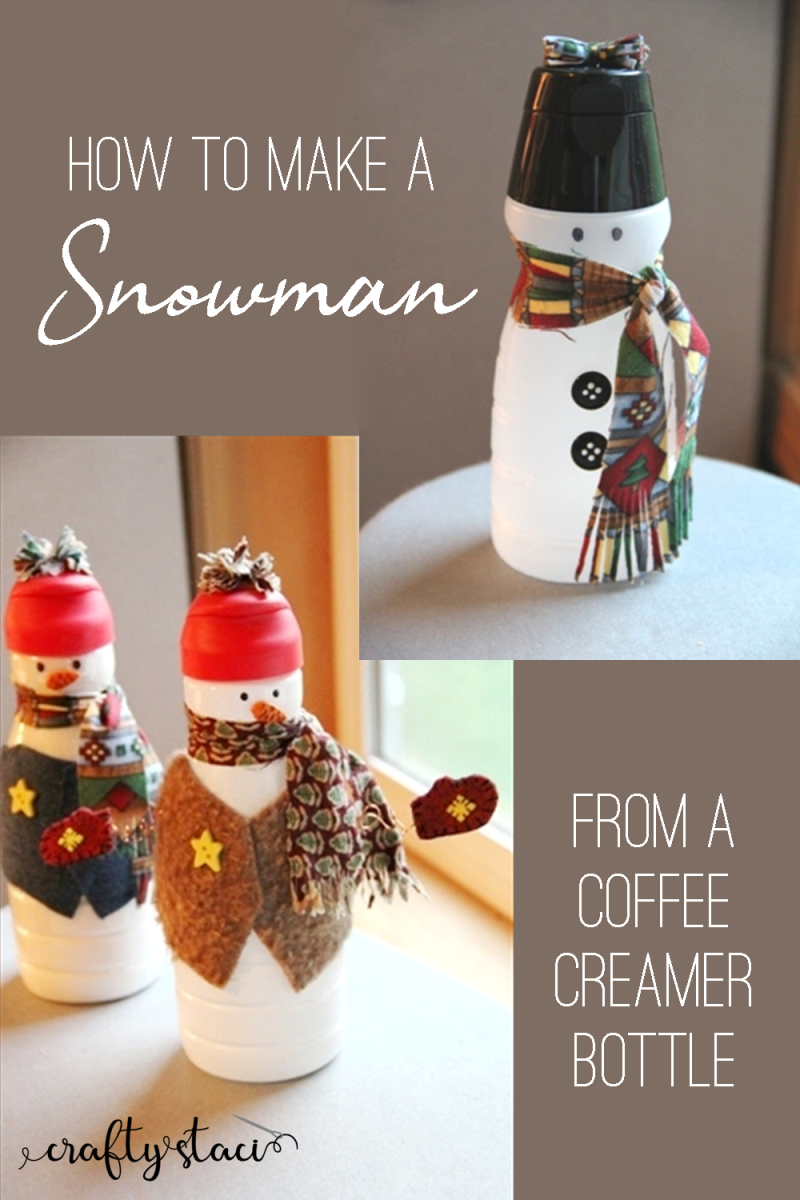 Winter Crafts: Snowman from Nondairy Creamer Bottle, Sweater vase