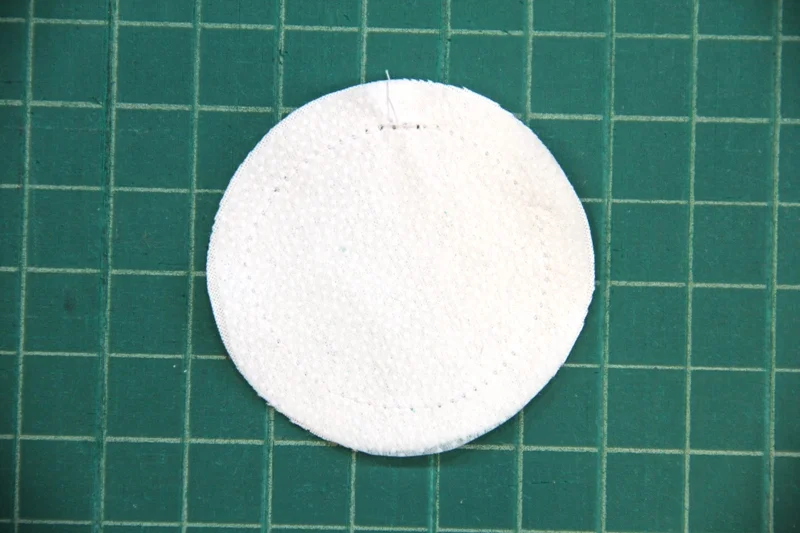 Stitch around outside edge of eye and interfacing